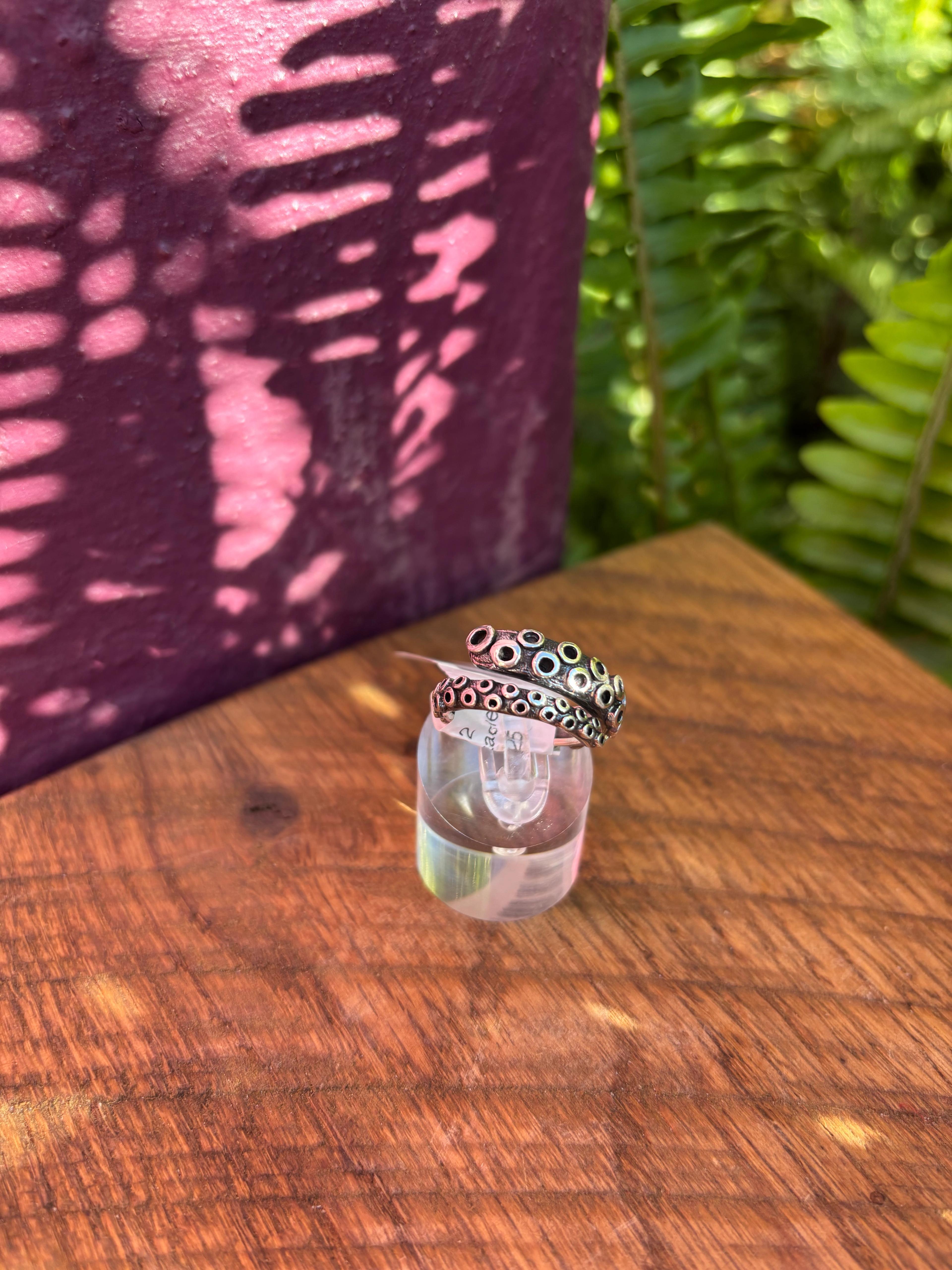 Octopus Tentacle Silver Ring