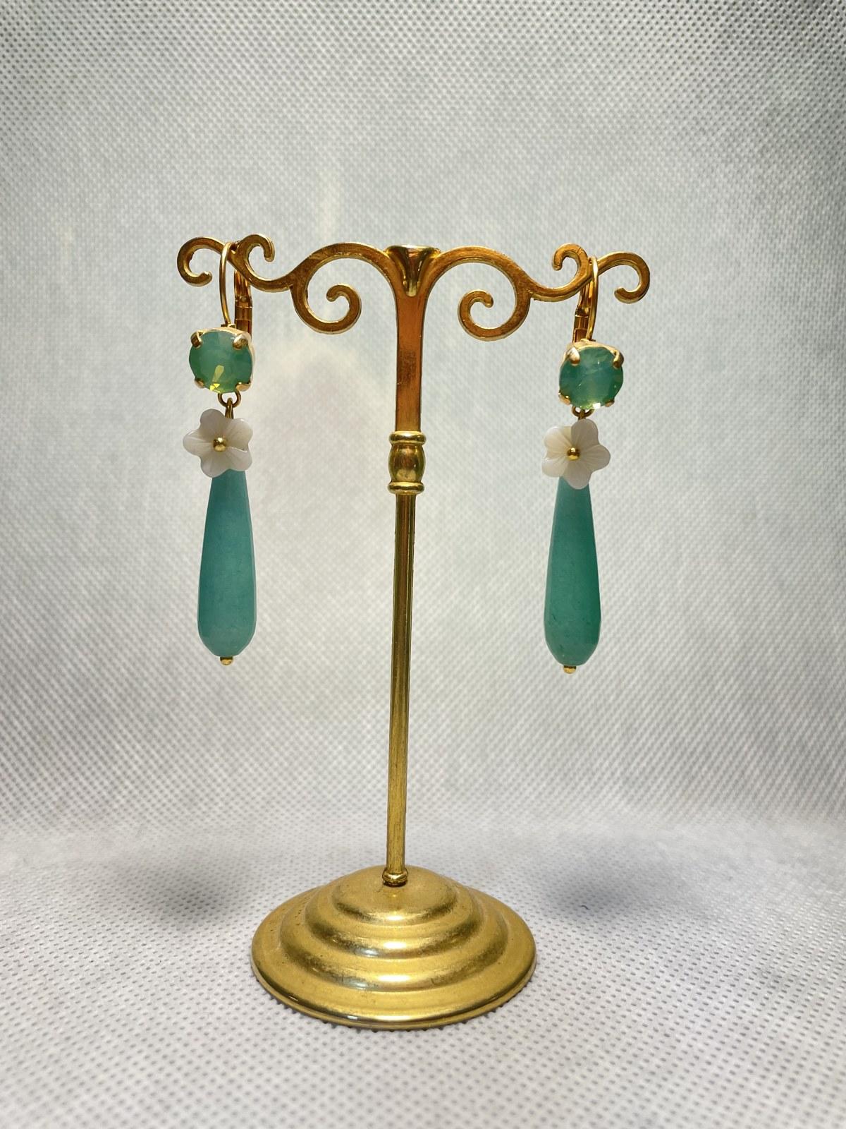 Narcissus Teal Drop Earrings