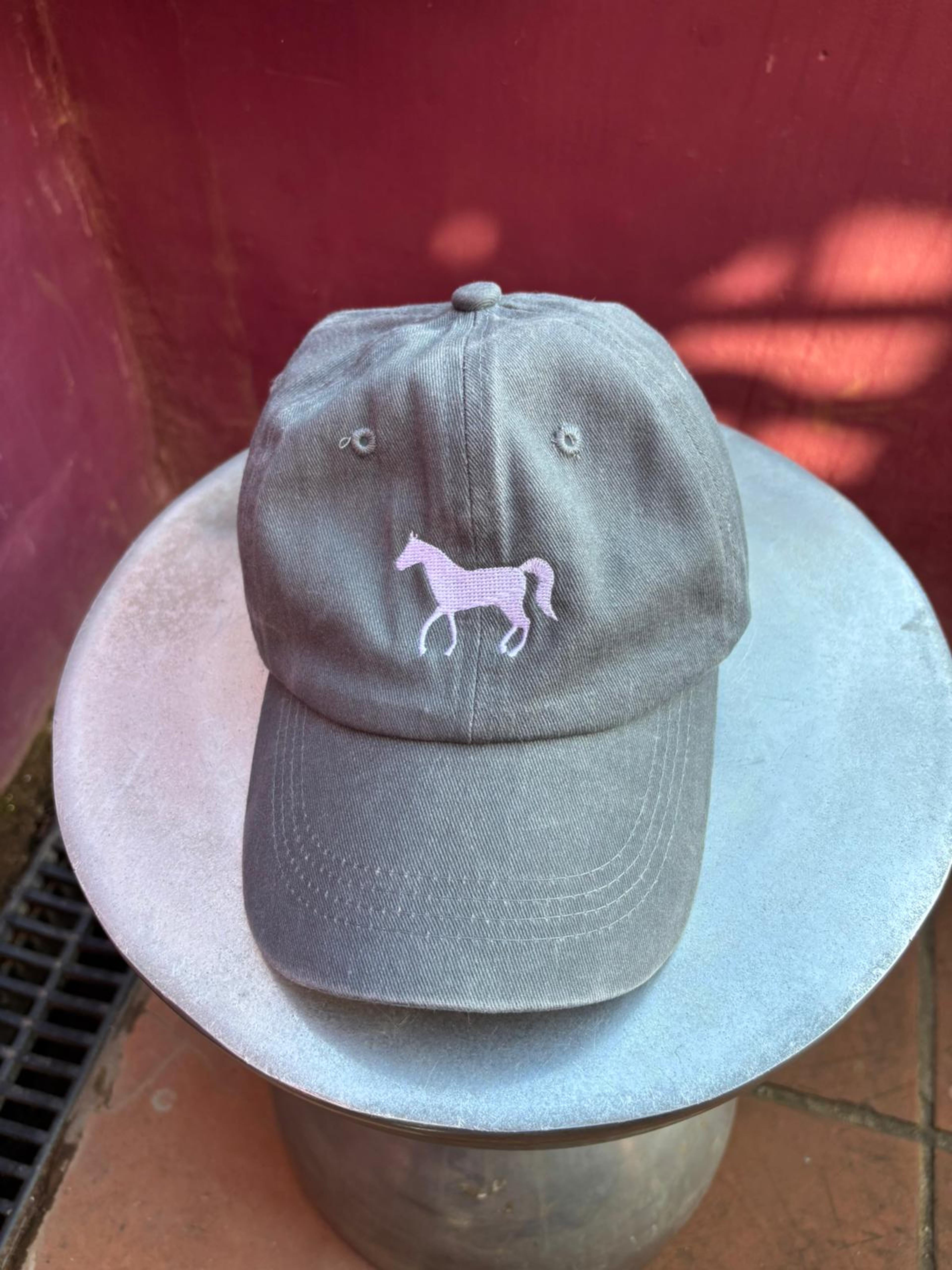 Washed Cotton Horse Embroidery Cap