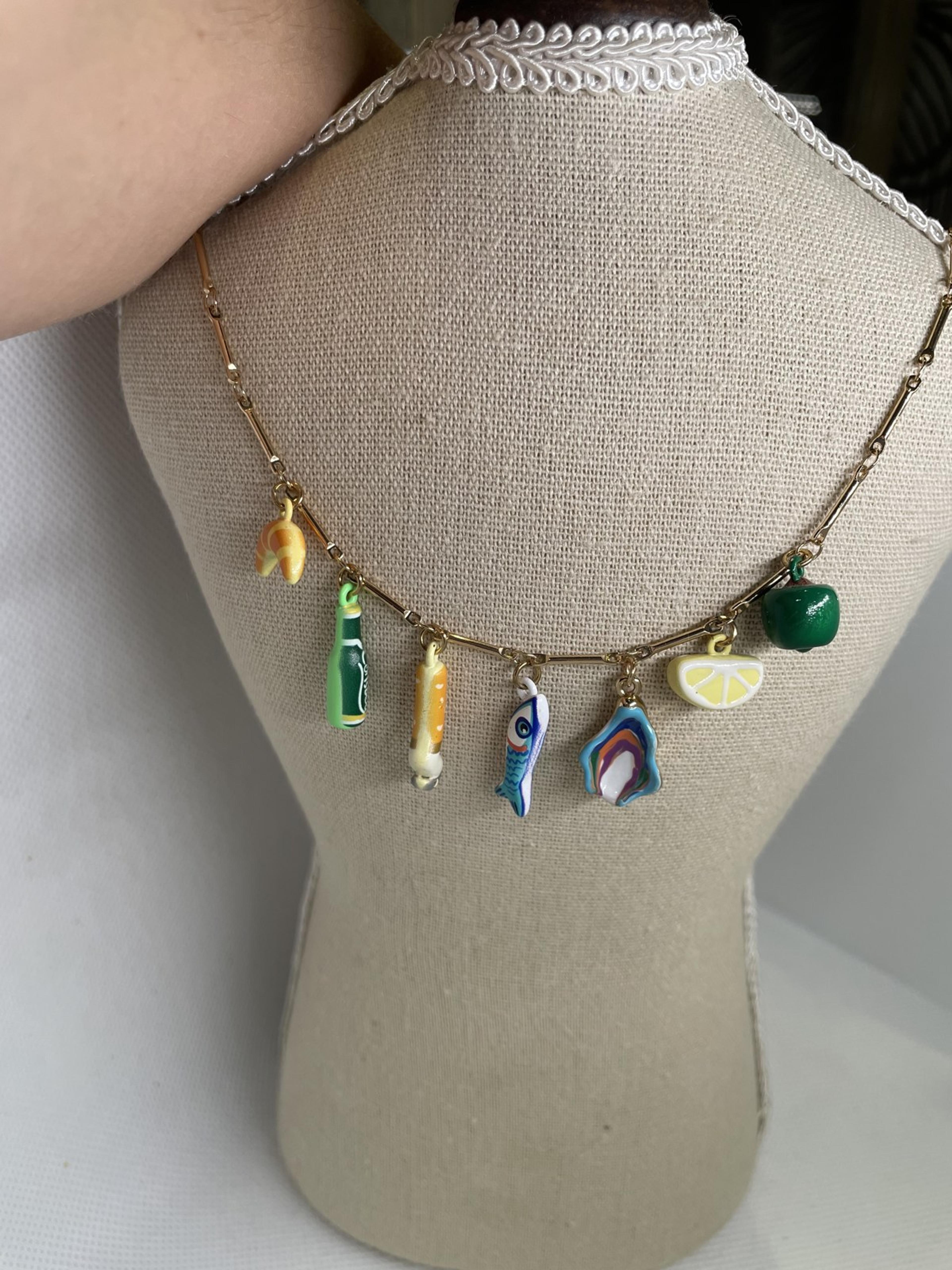 Gold Chain Necklace with Fun Food Charms