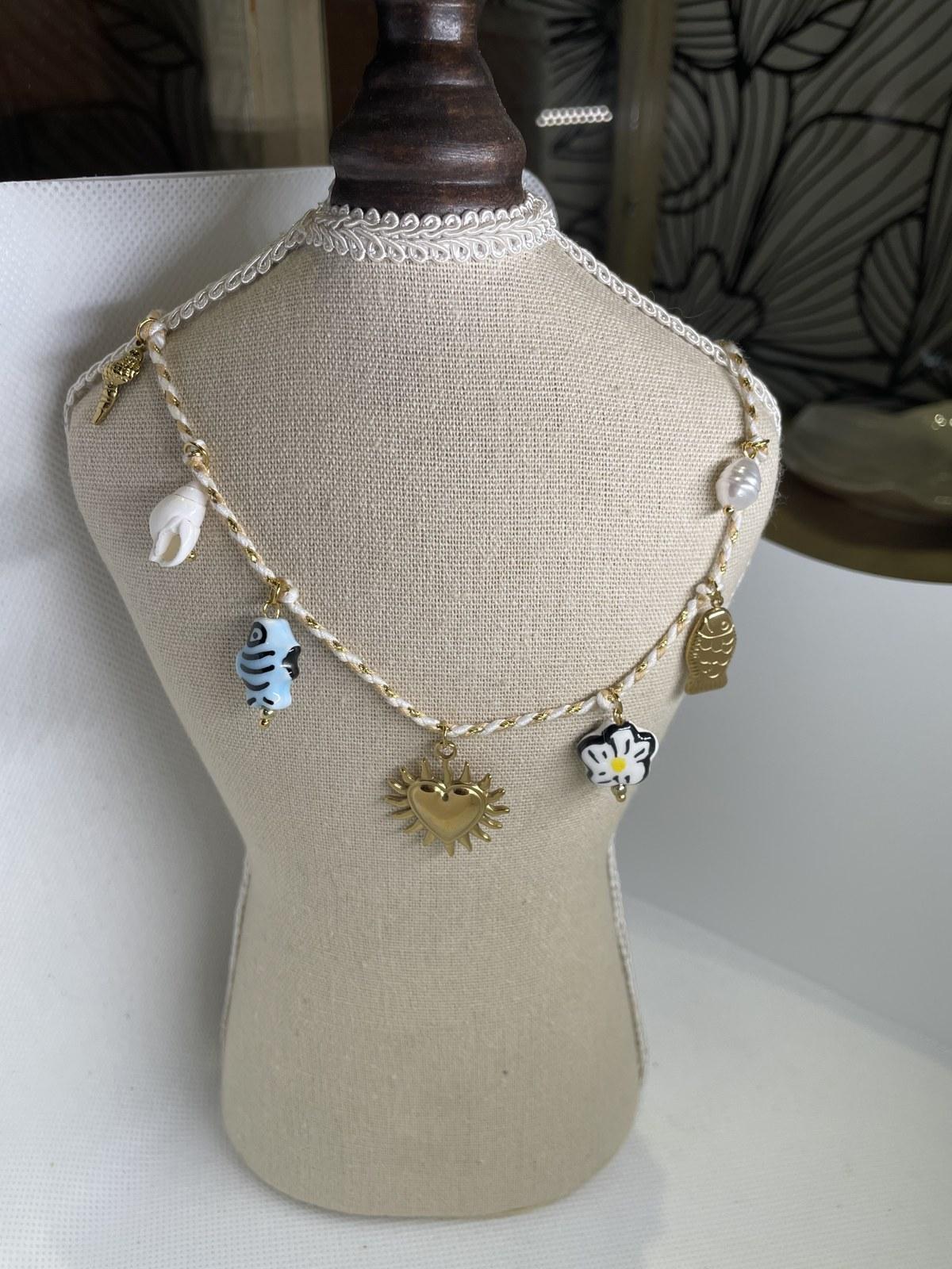 Necklace with Gold Sunburst Heart Charm
