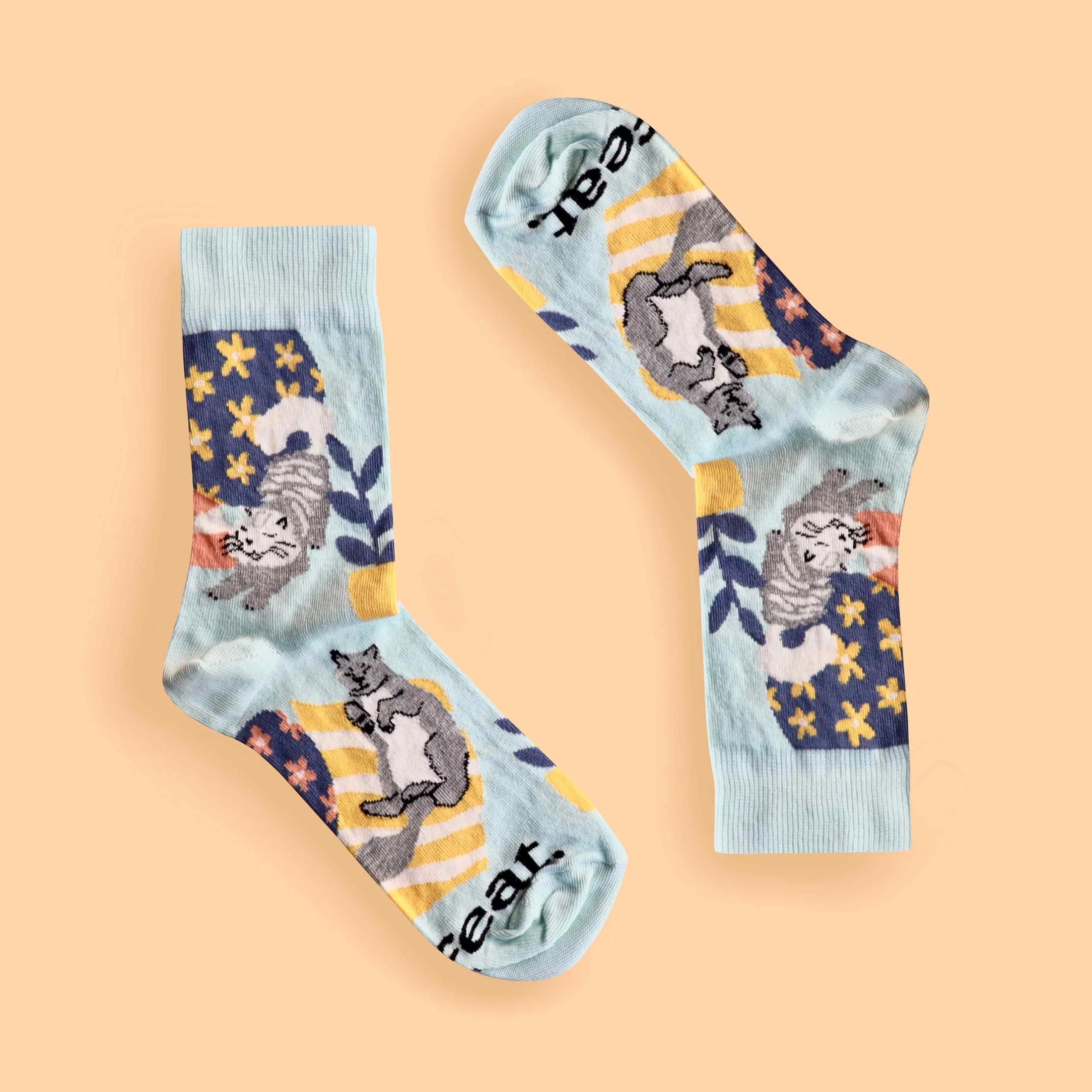 Feat Adult Sock - Cat on the Mat