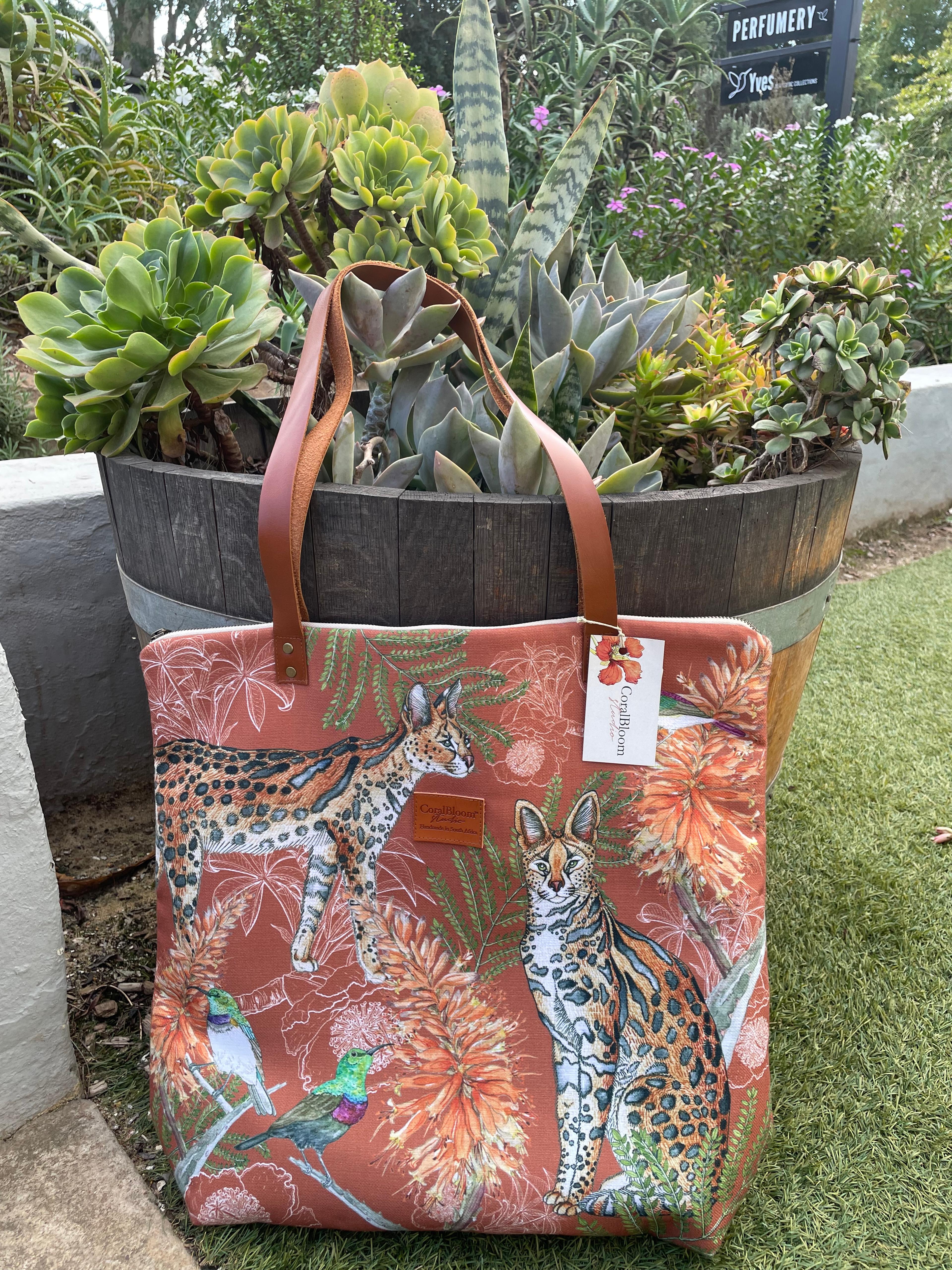 Orange Serval Luxury Tote Bag