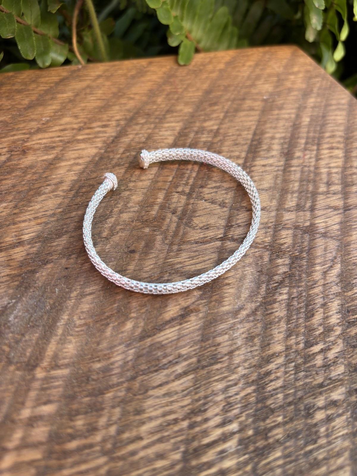 Silver Mesh Cuff Bangle, Classic
