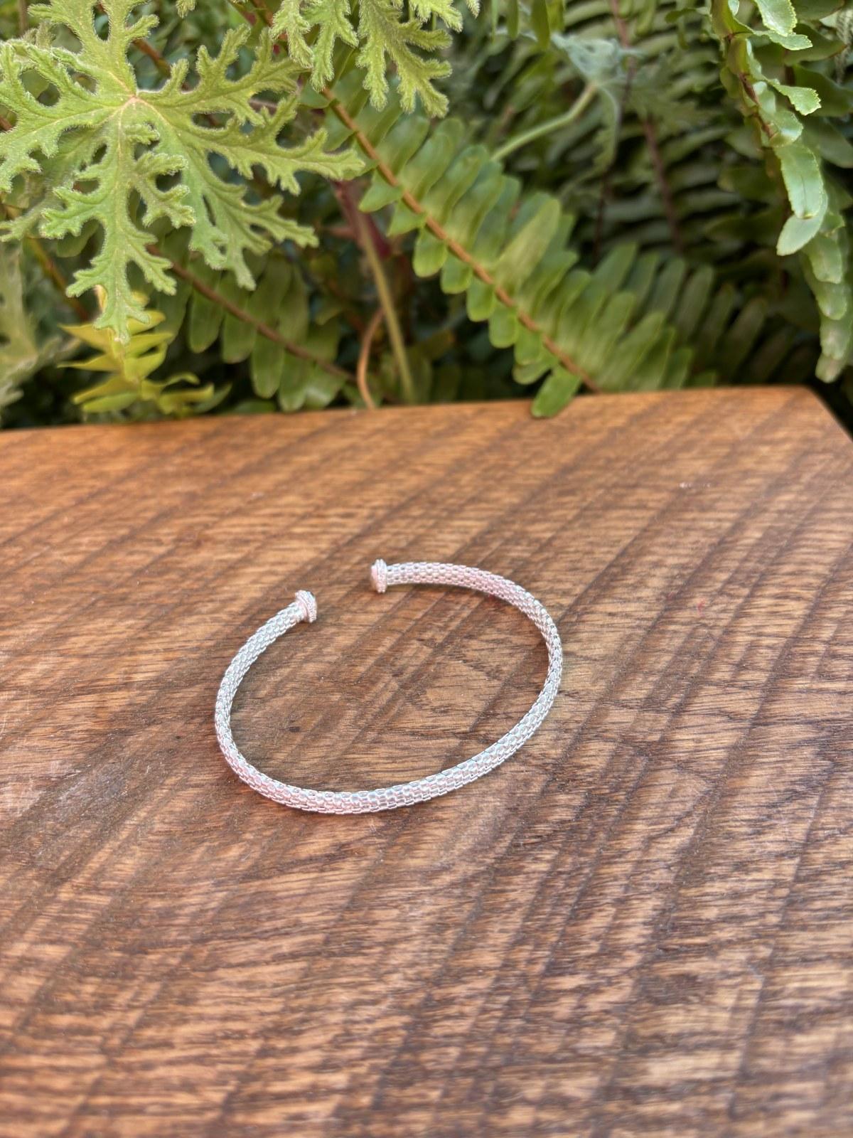 Silver Mesh Cuff Bangle, Classic