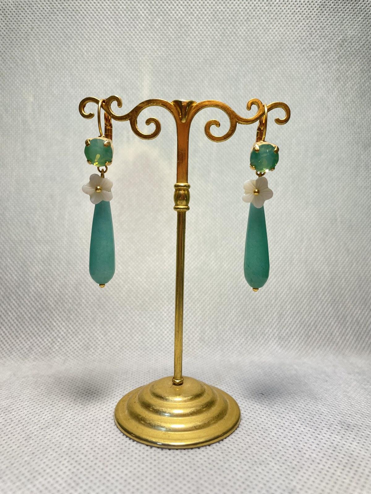 Narcissus Teal Drop Earrings