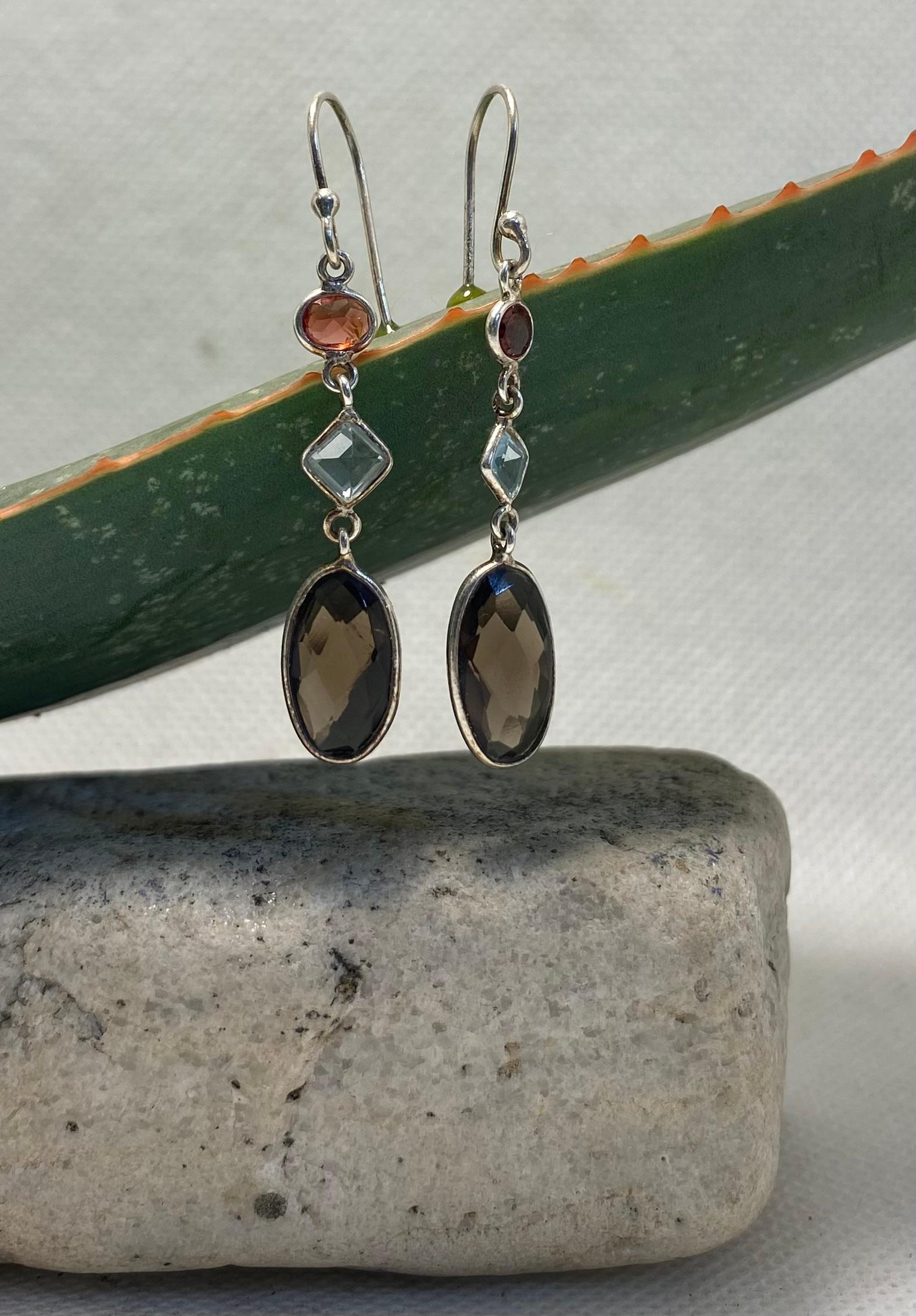 Smokey Quartz Plus Garnet And Blue Topas