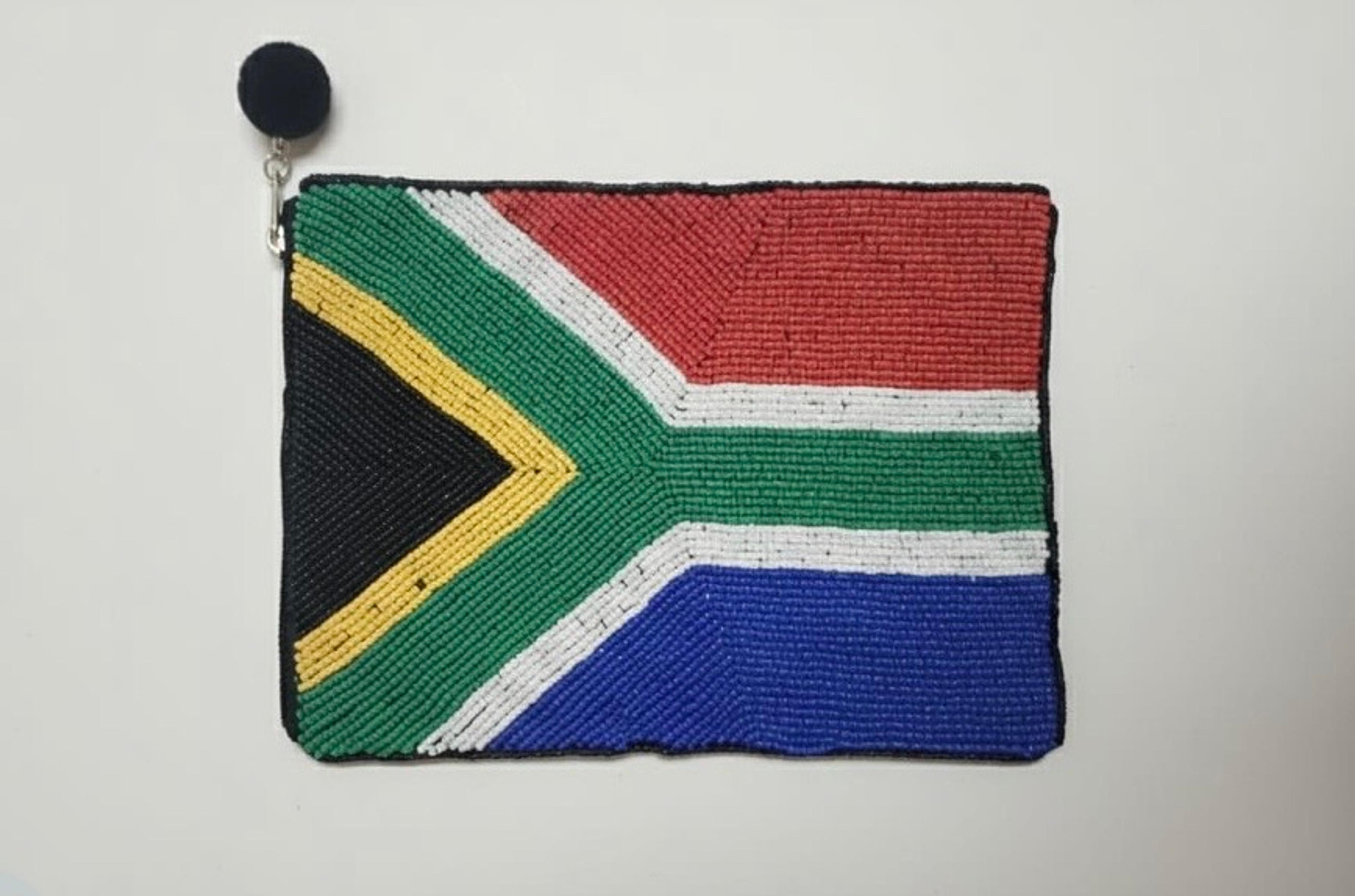 Kitch Kool Large Beaded Purse — SA Flag