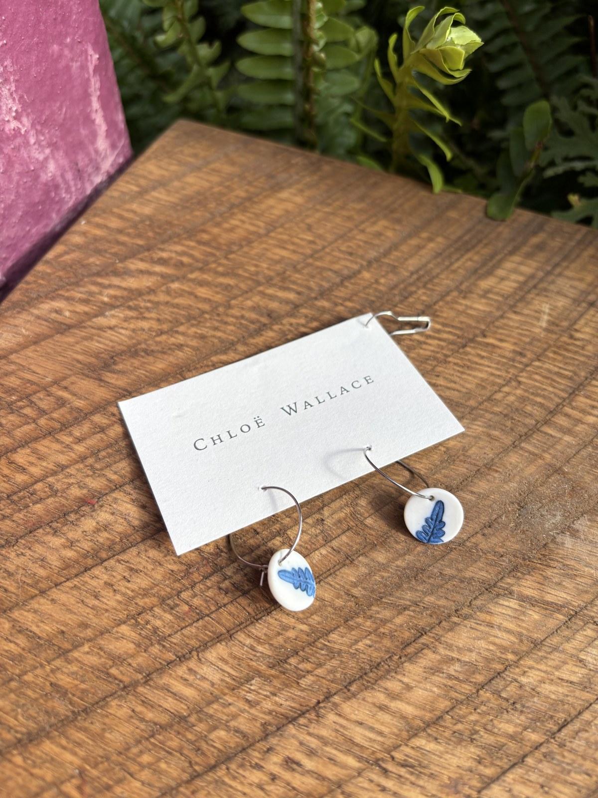 Small Fern Disc Hoop Earrings