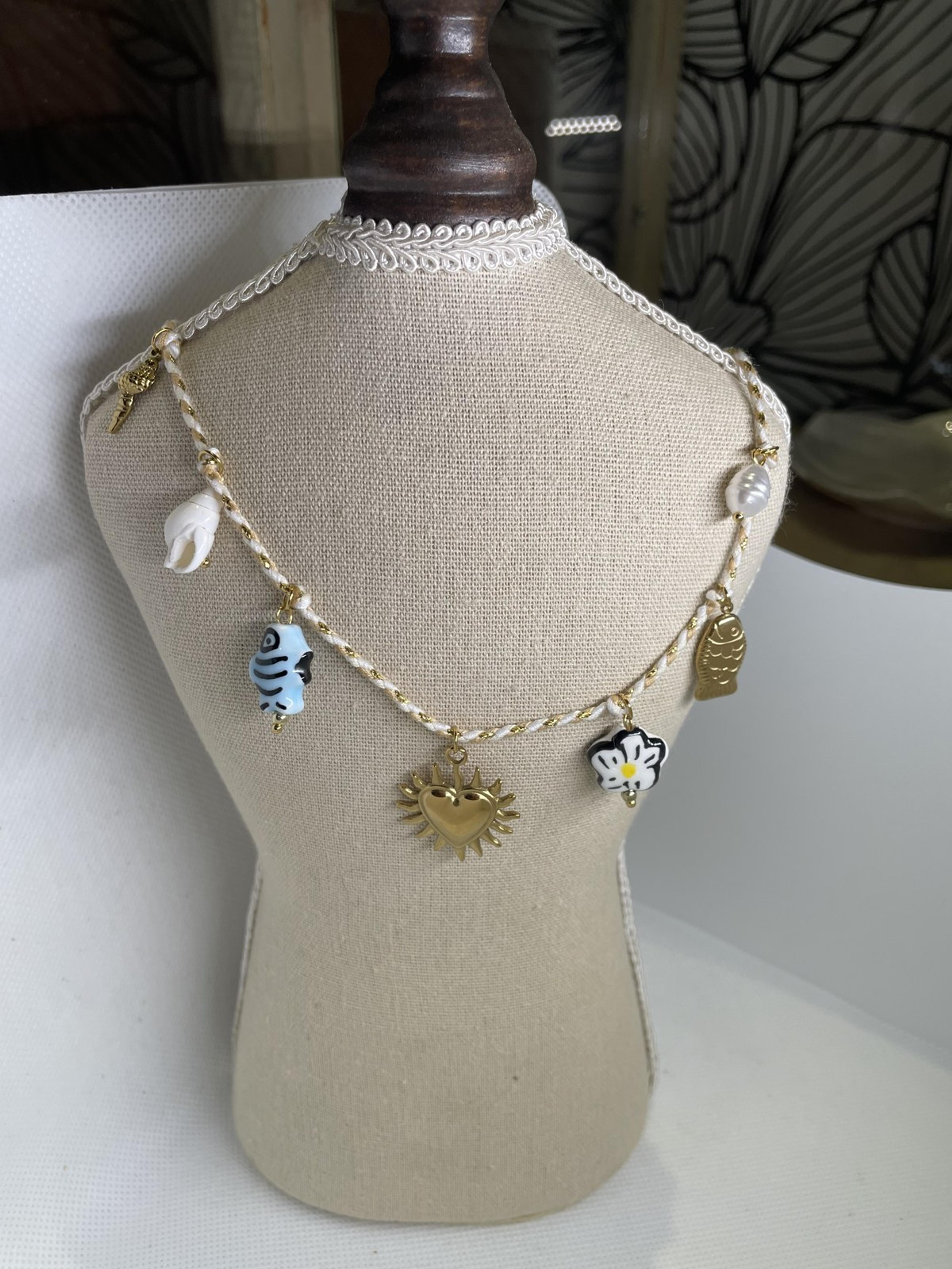 Necklace with Gold Sunburst Heart Charm