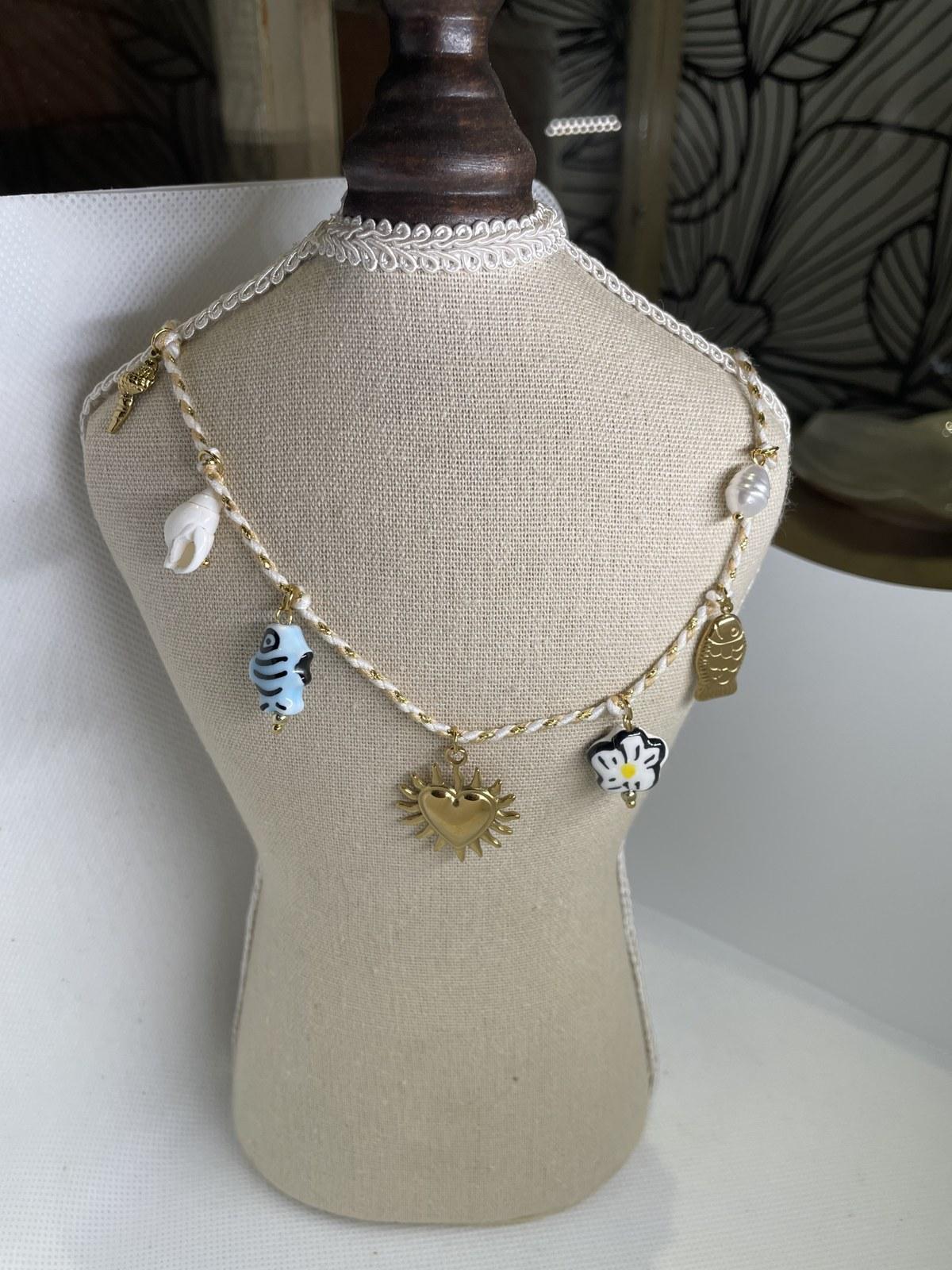 Necklace with Gold Sunburst Heart Charm