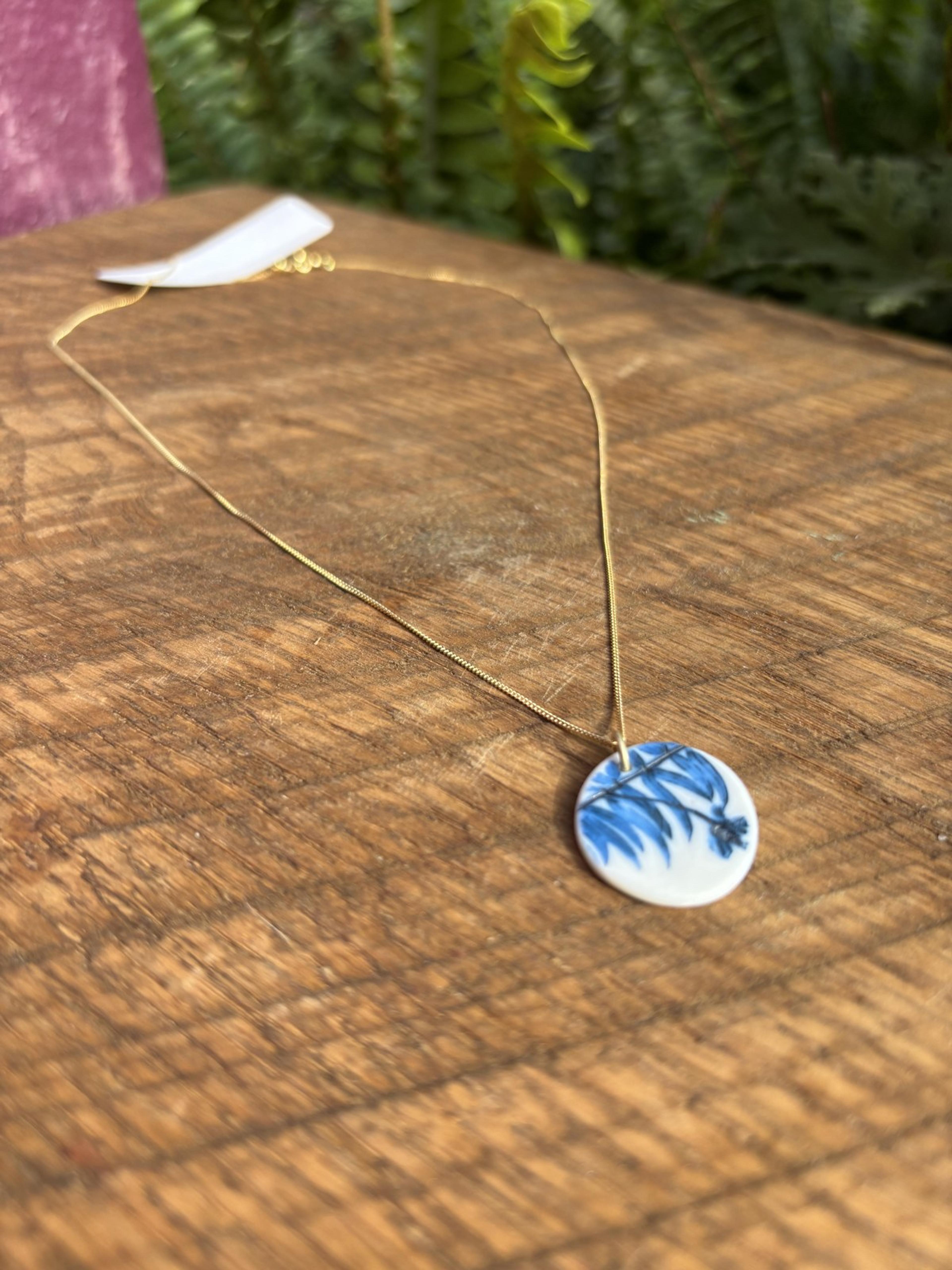 Trailing Fynbos Branch Round Pendant Necklace