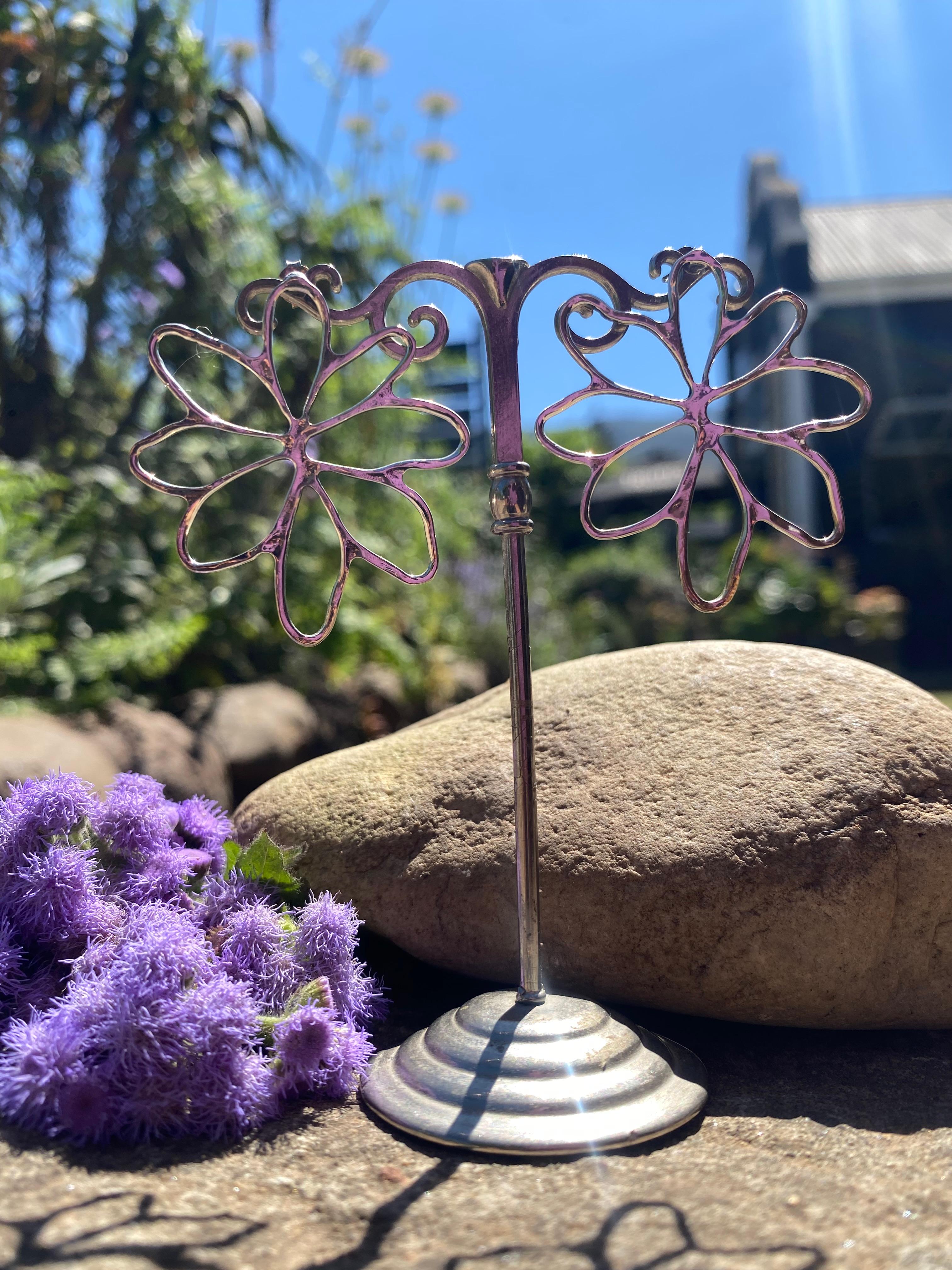 Silver Floral Hoop Wire Earrings