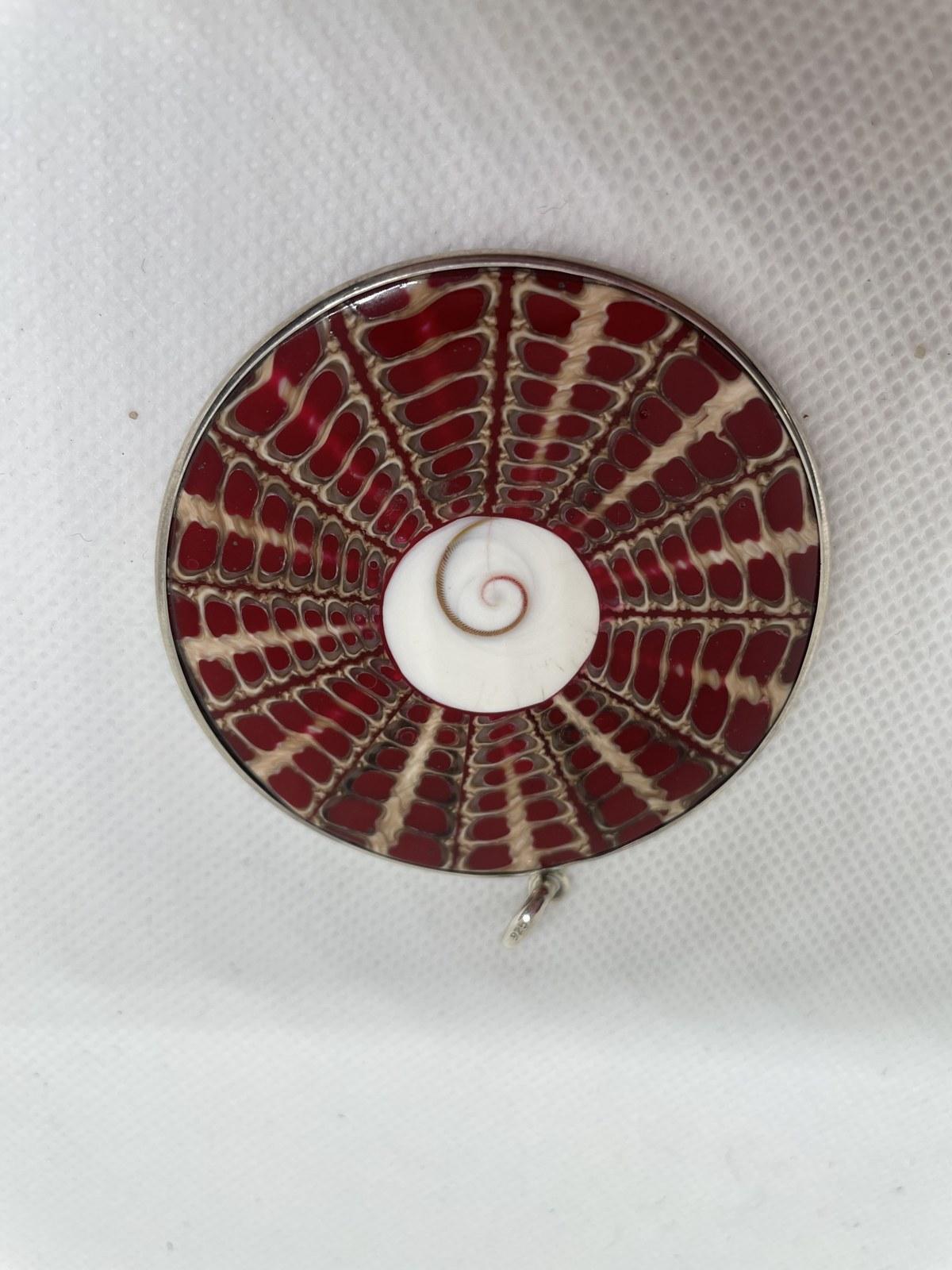 Red & Cream Shiva Eye Shell Pendant