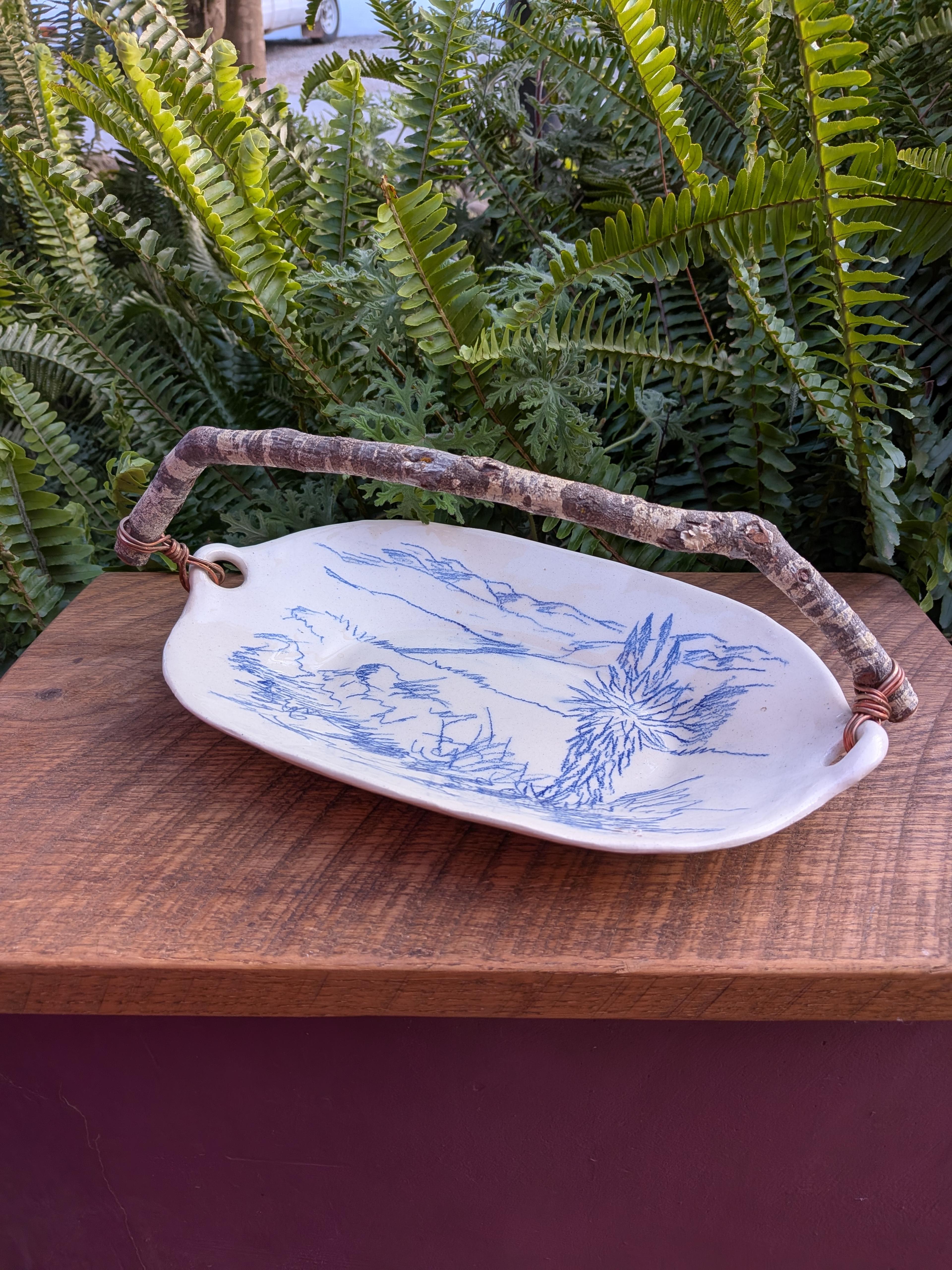 Ceramic Plate with Wood Handle