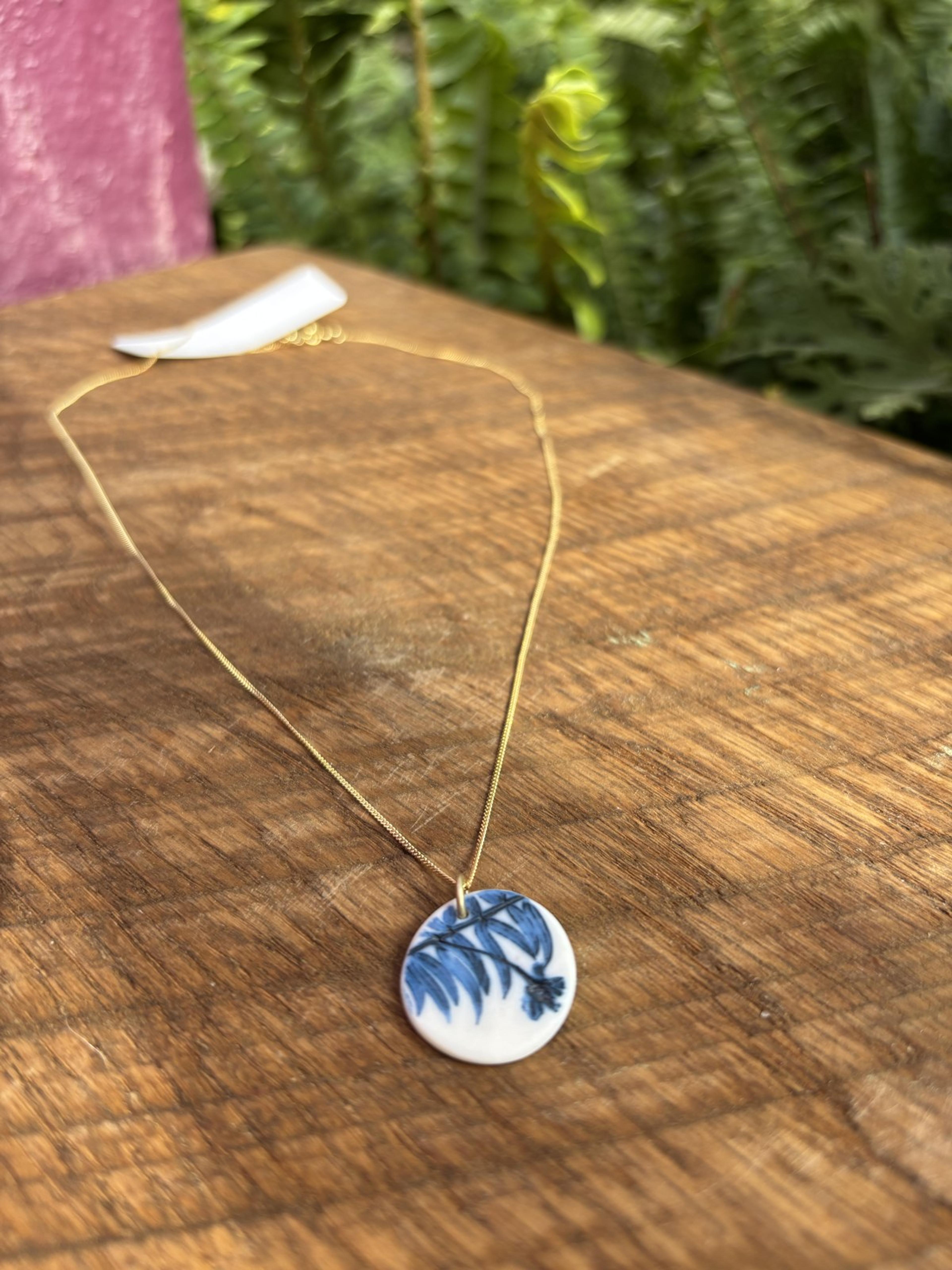 Trailing Fynbos Branch Round Pendant Necklace