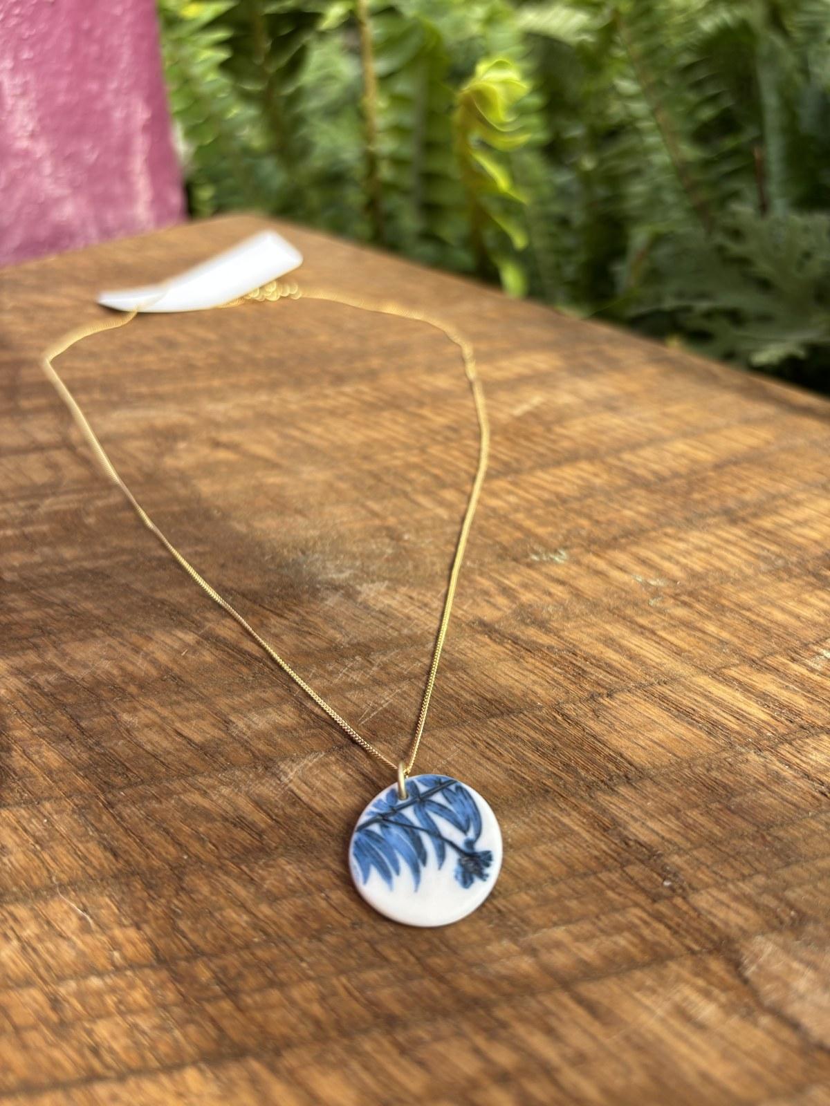 Trailing Fynbos Branch Round Pendant Necklace