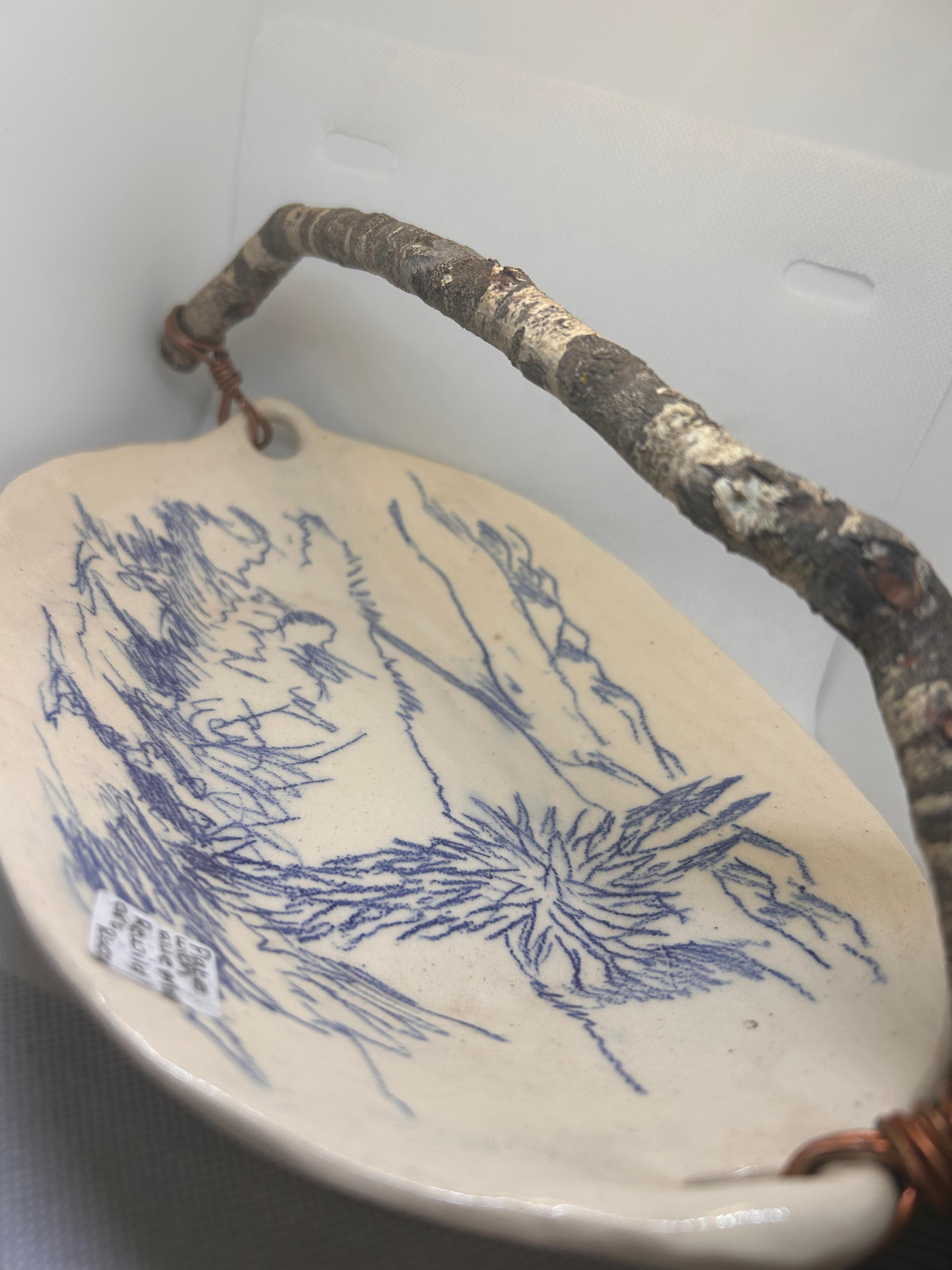 Ceramic Plate with Wood Handle