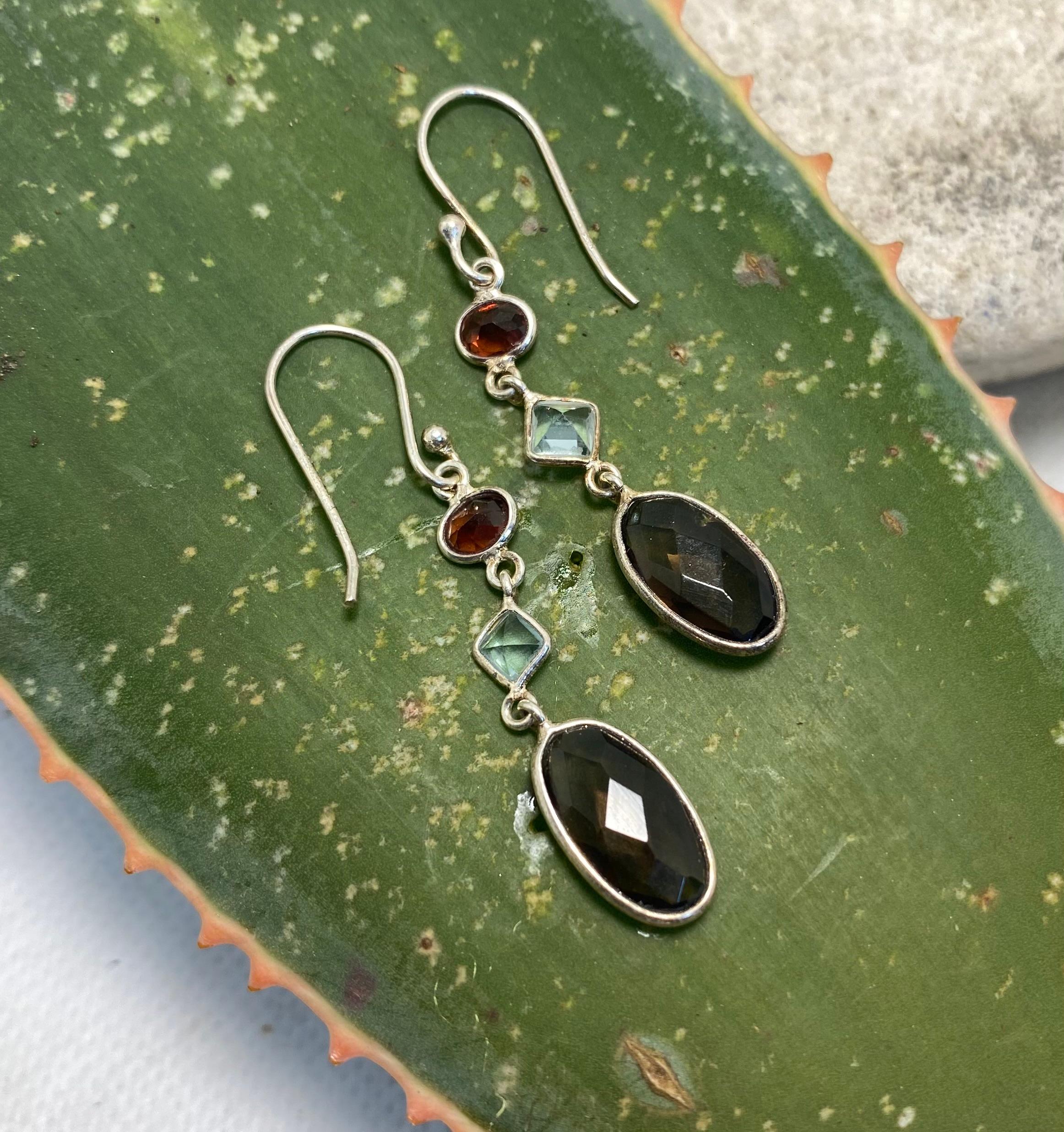 Smokey Quartz Plus Garnet And Blue Topas