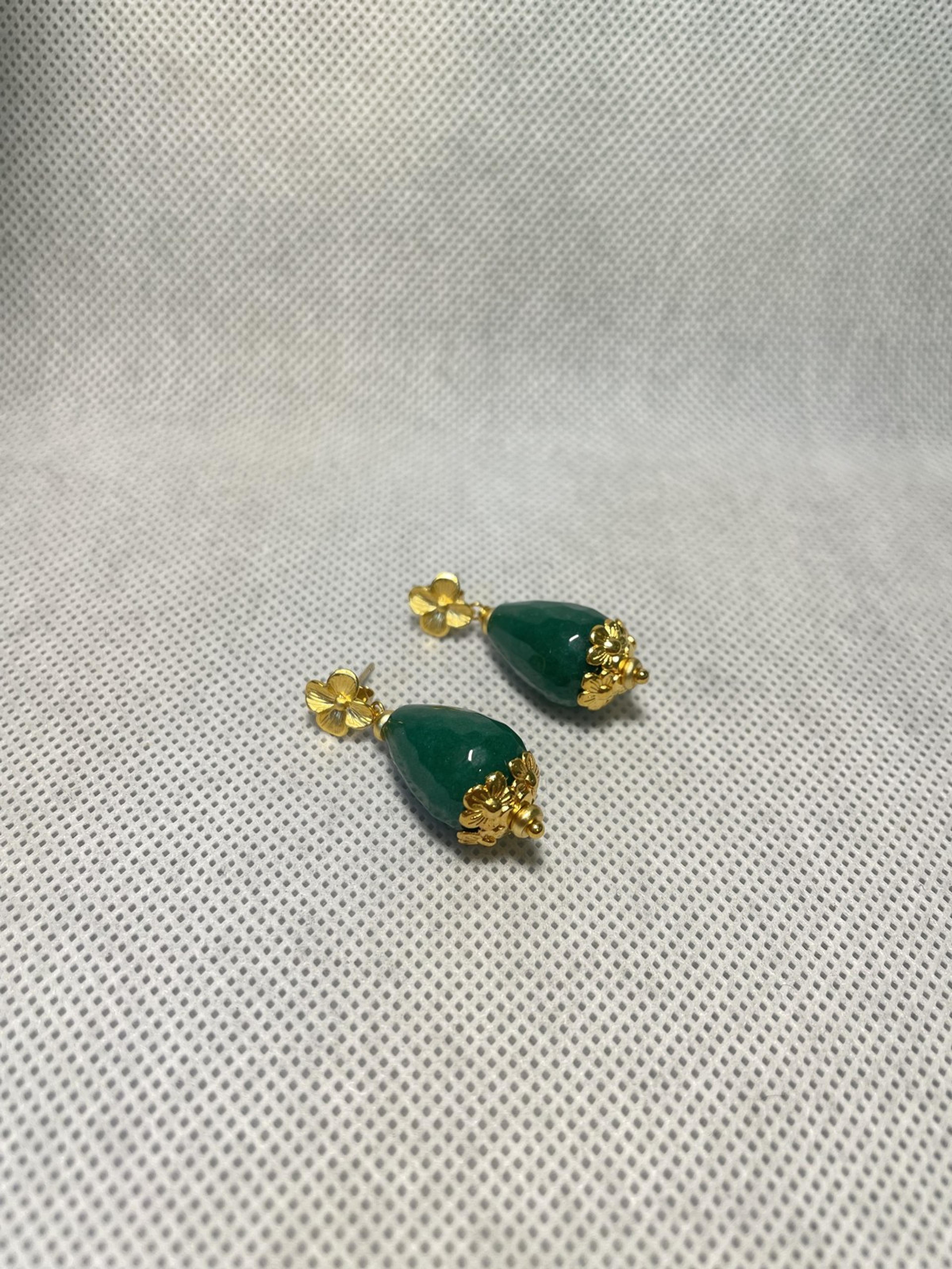Green Jade-Style Teardrop Drop Santino Earrings