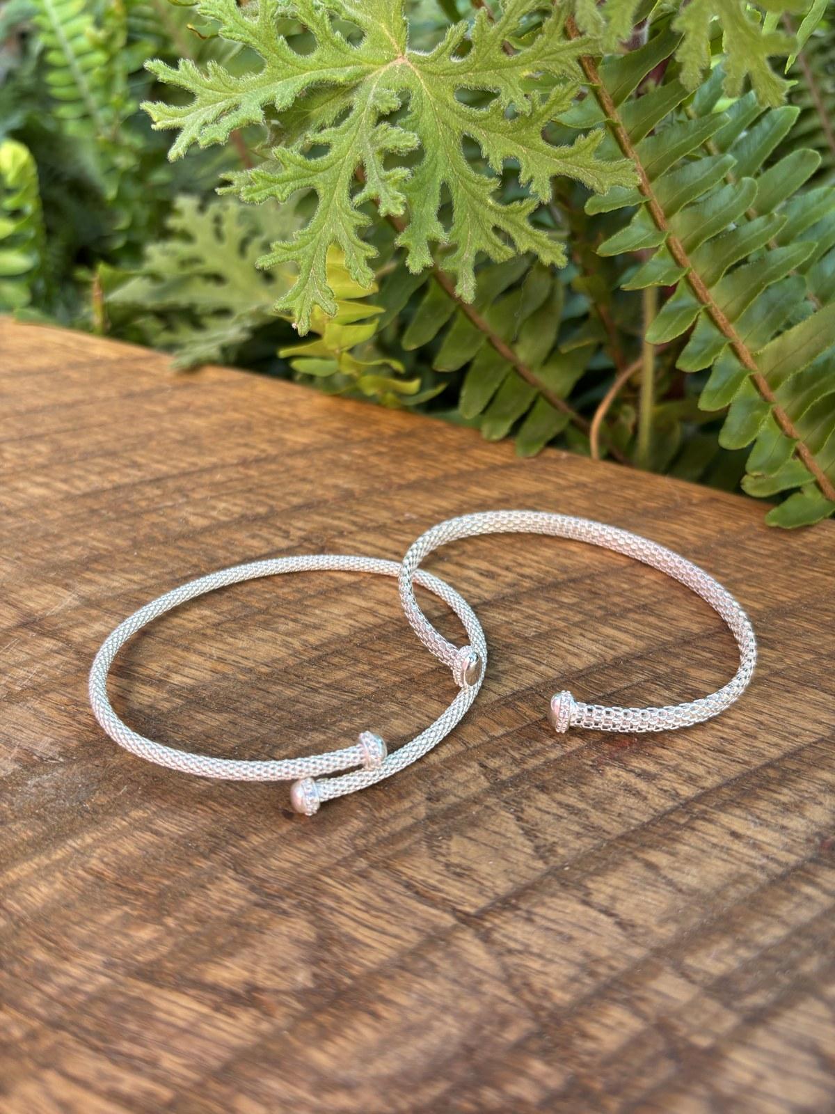 Silver Mesh Cuff Bangle, Slim