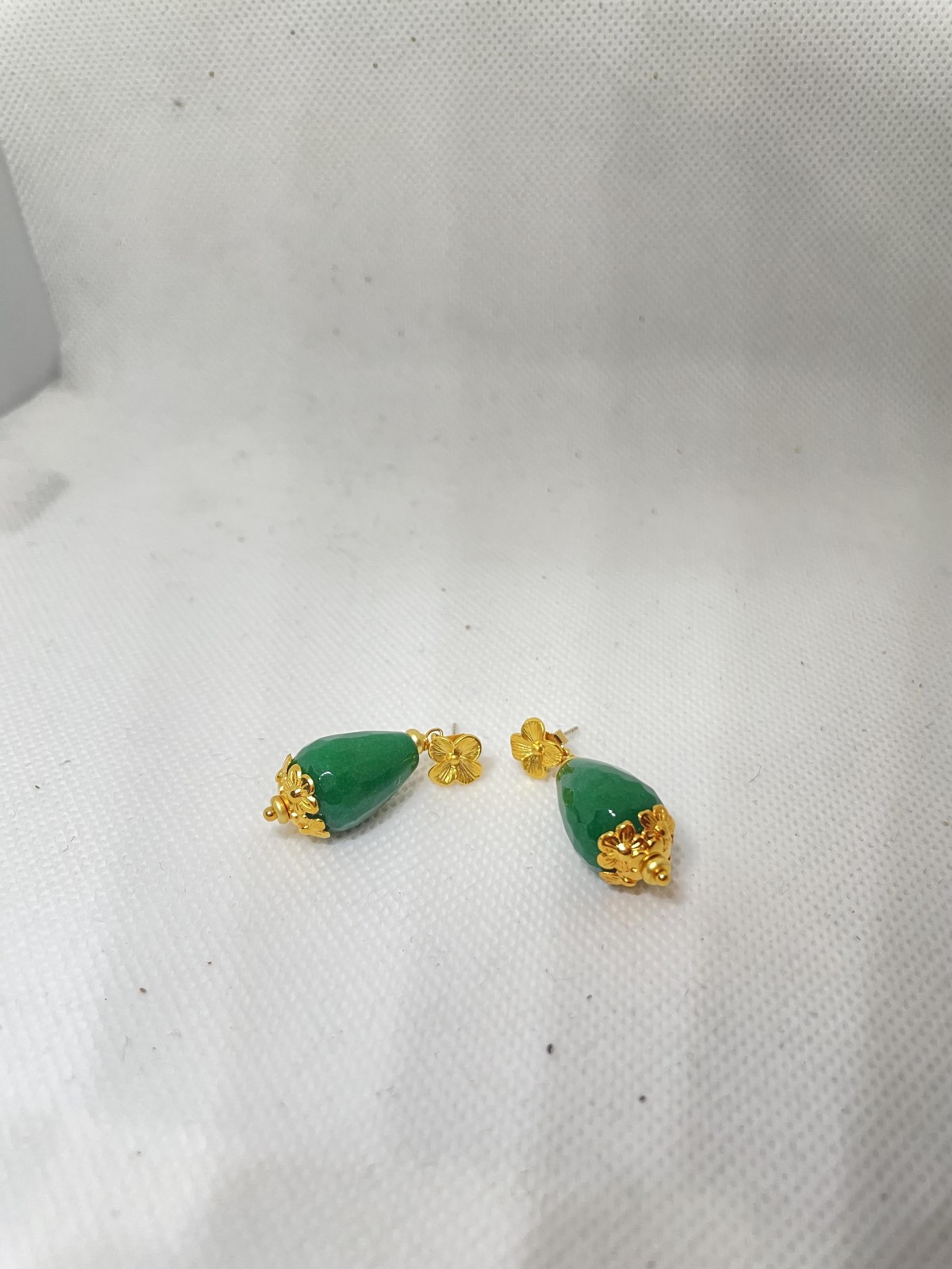 Green Jade-Style Teardrop Drop Santino Earrings