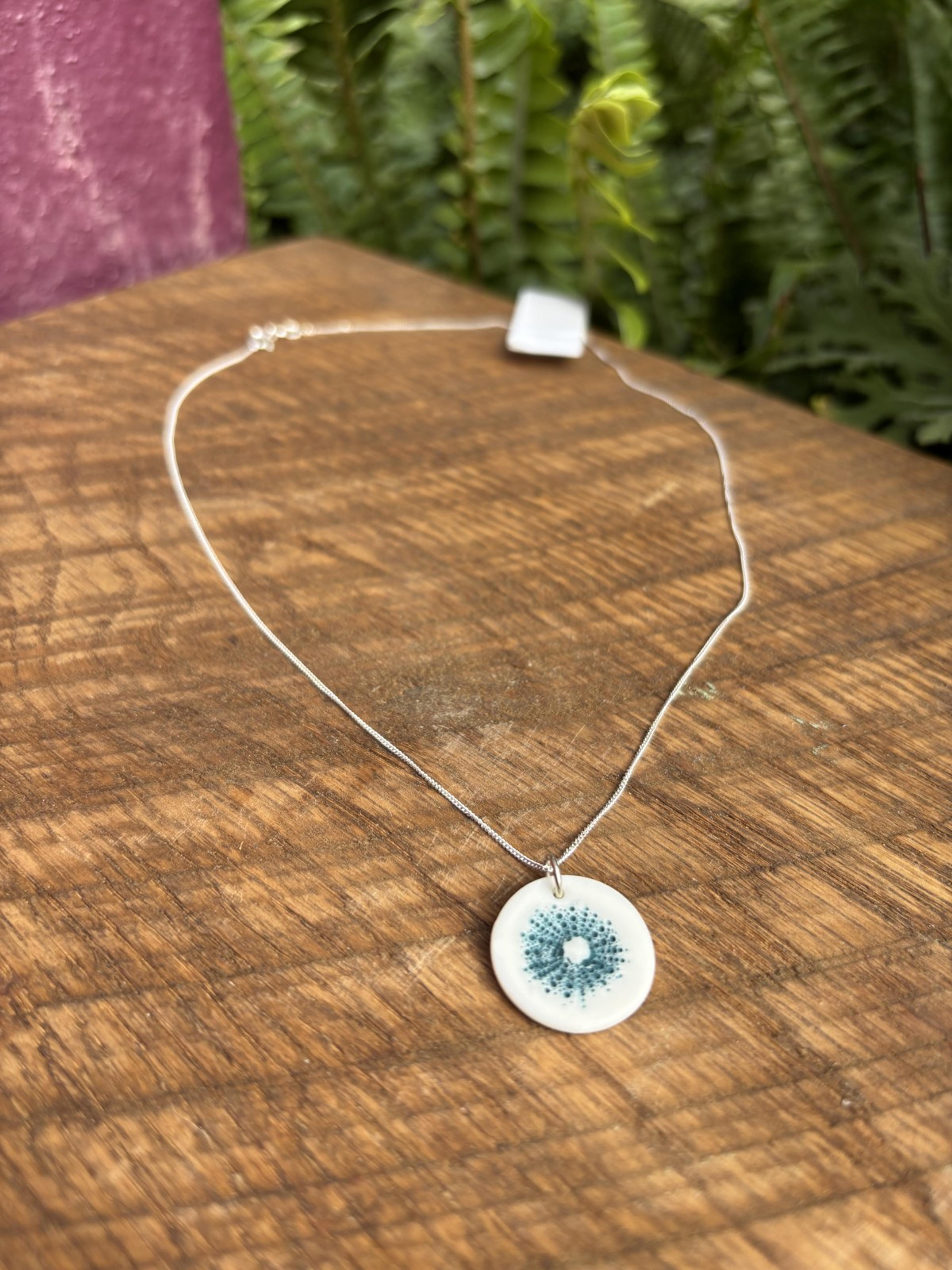 Sea Urchin Motif Pendant Necklace on Silver Chain