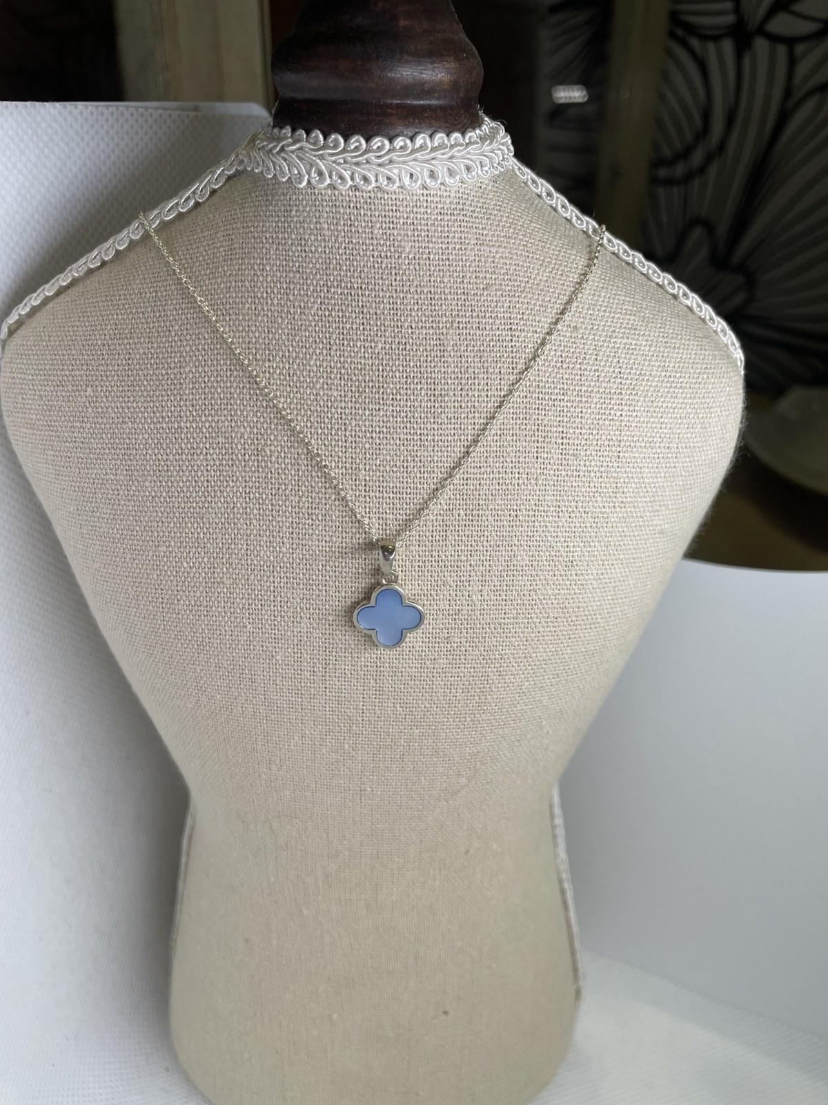 Blue Clover Pendant Necklace