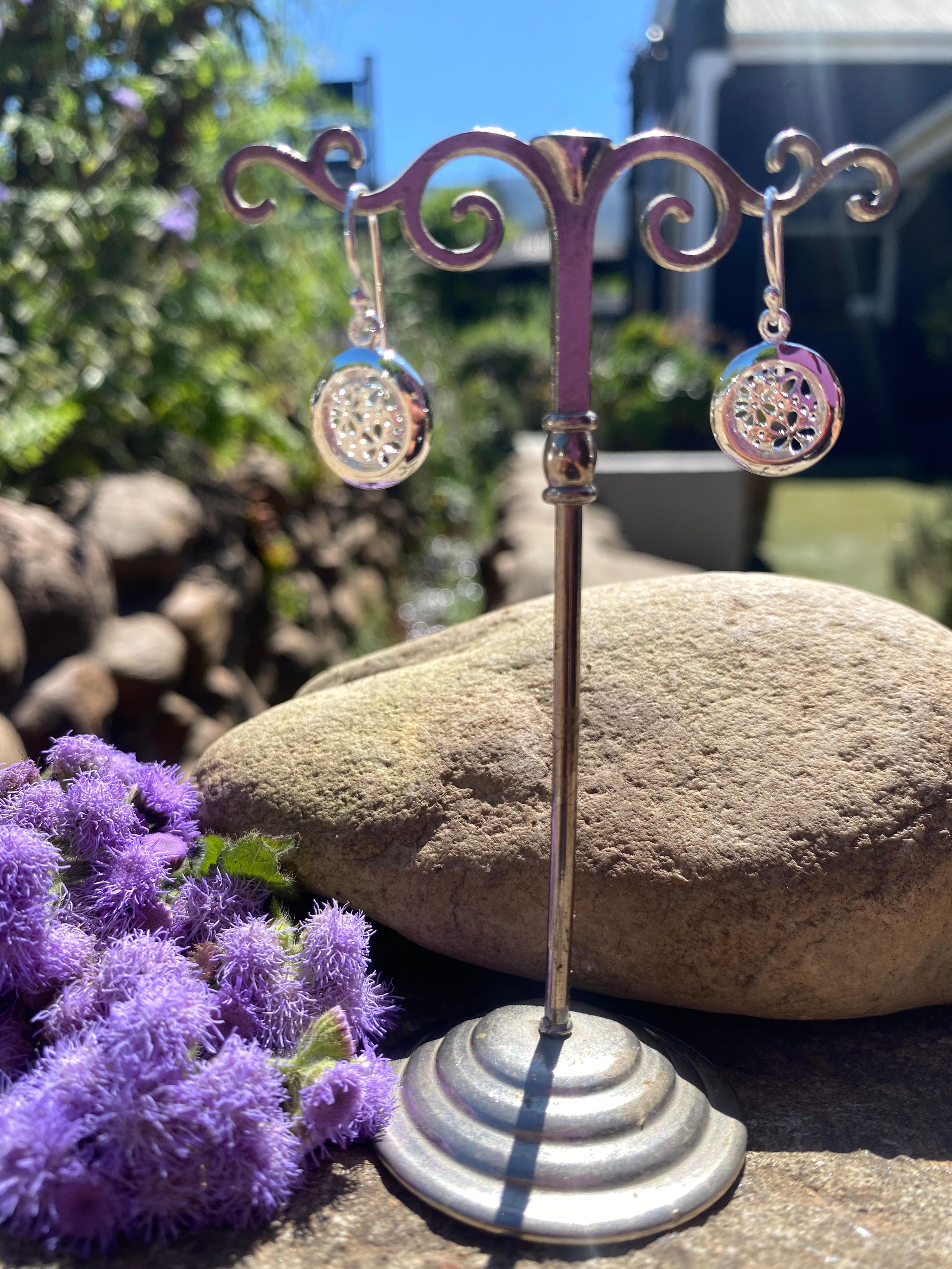 Intricate Sterling Silver Mandala Filigree Drop Earrings