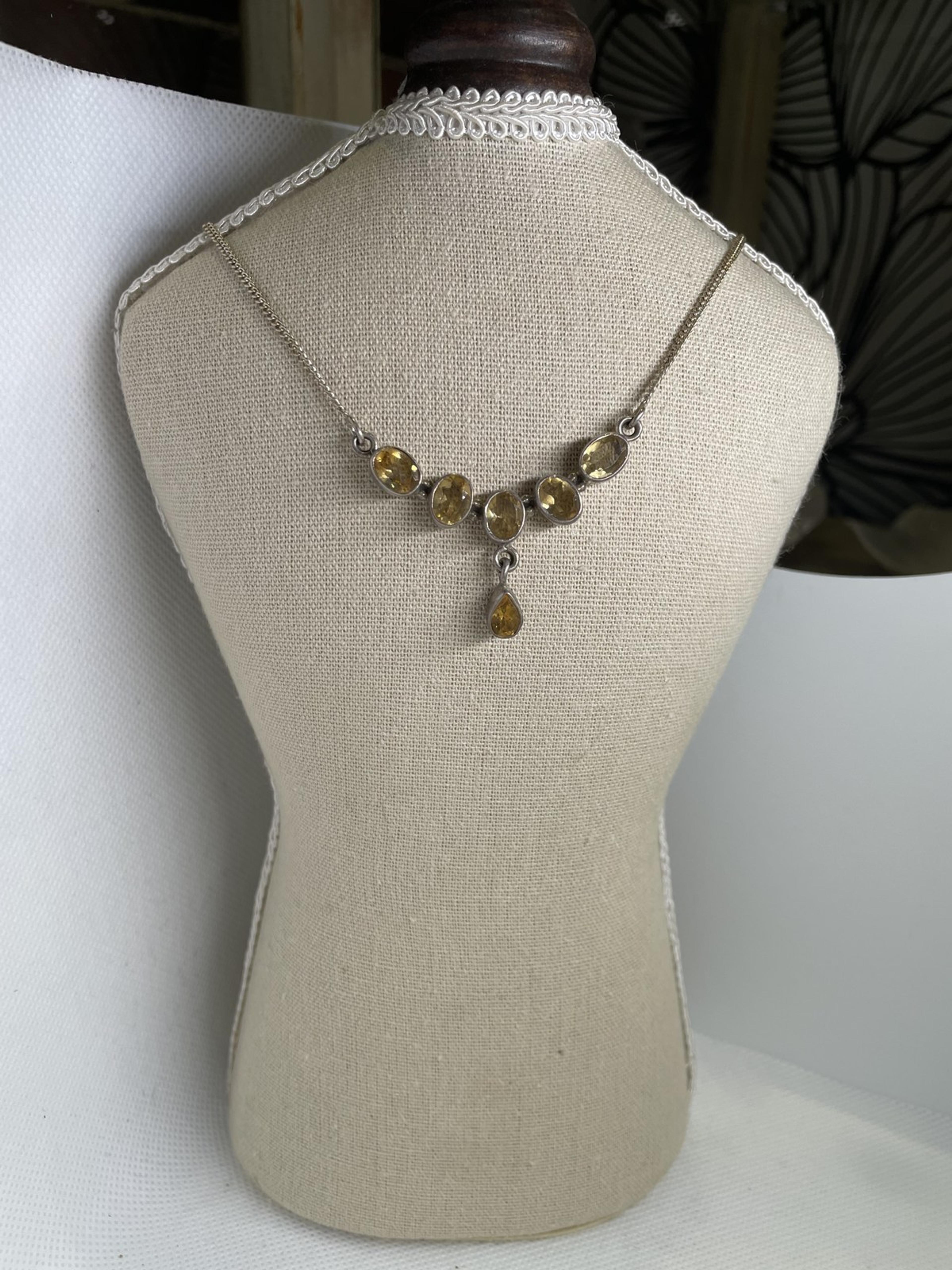 Golden Citrine-Style Graduated Drop Necklace