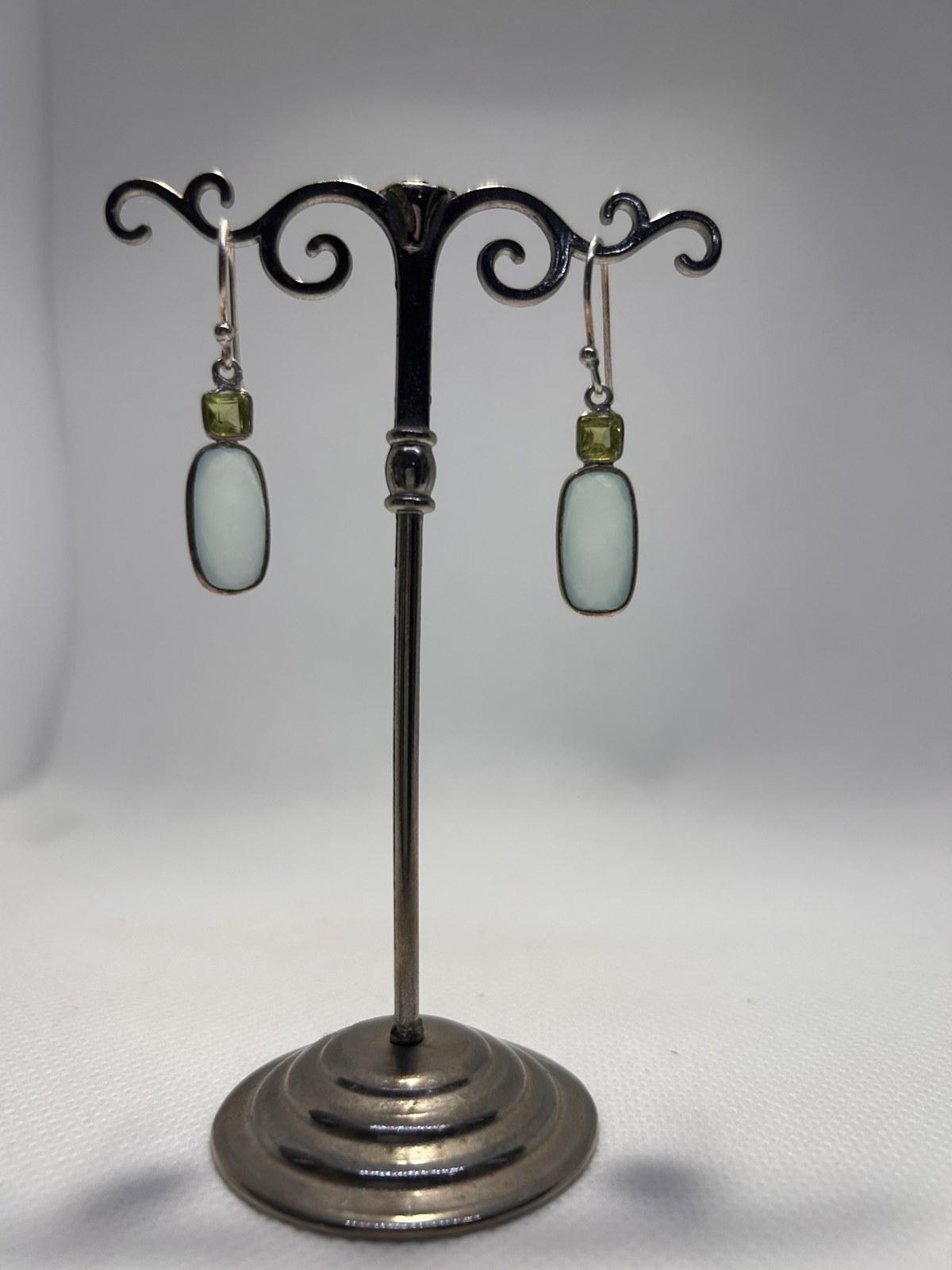 Aqua Chalcedony & Peridot Drop Earrings