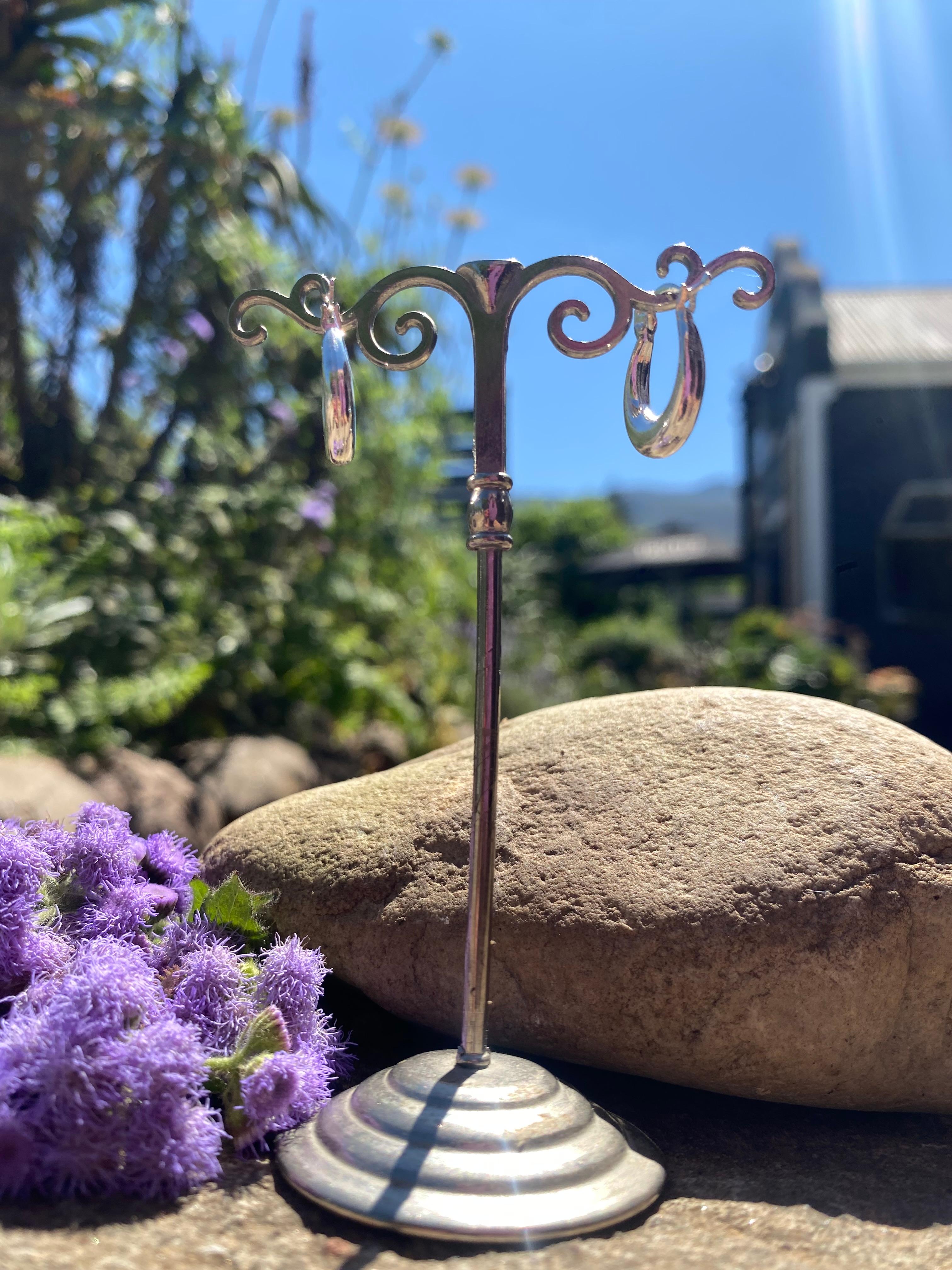 Chunky Silver Teardrop Huggie Earring