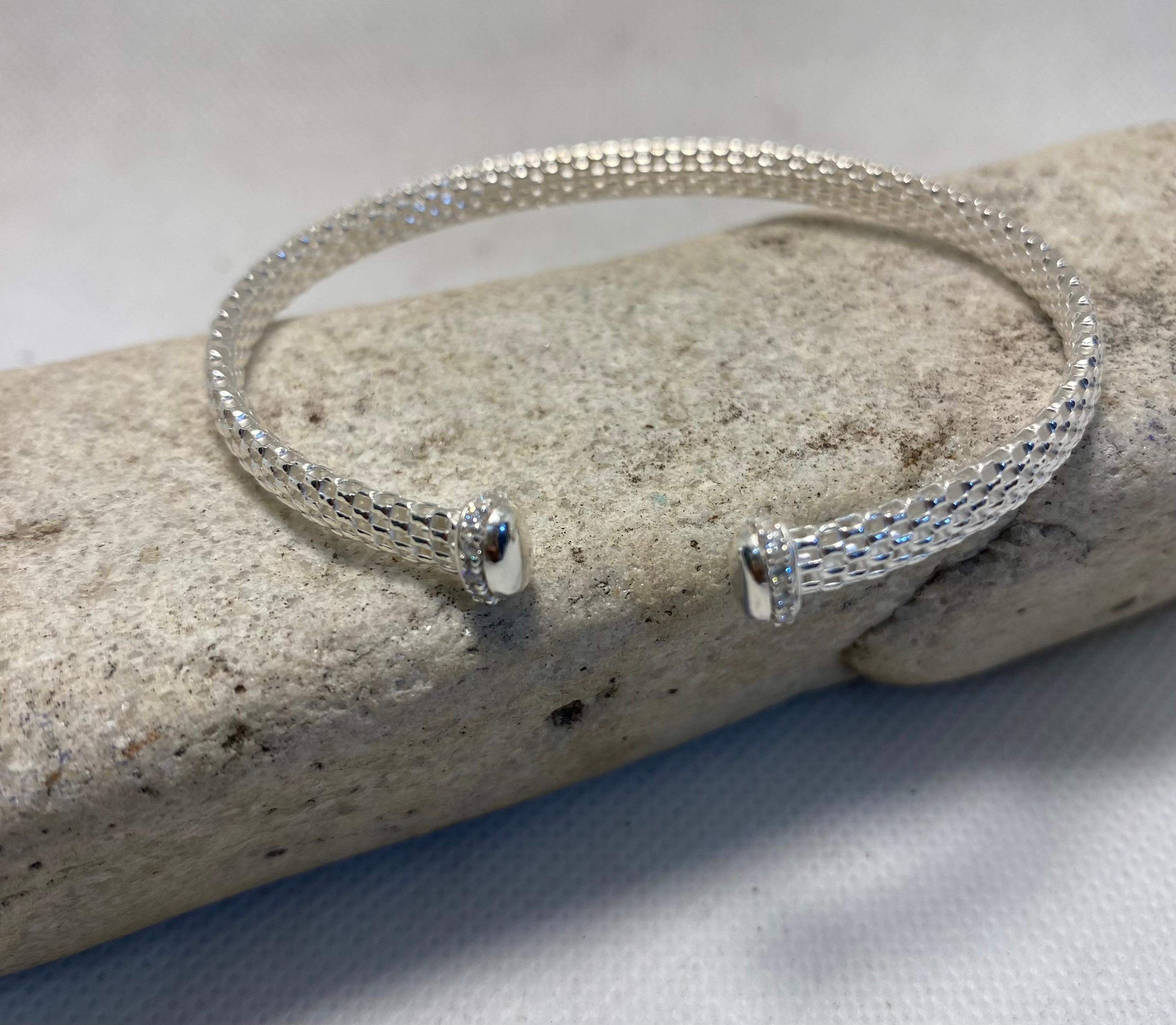 Silver Mesh Cuff Bangle, Classic
