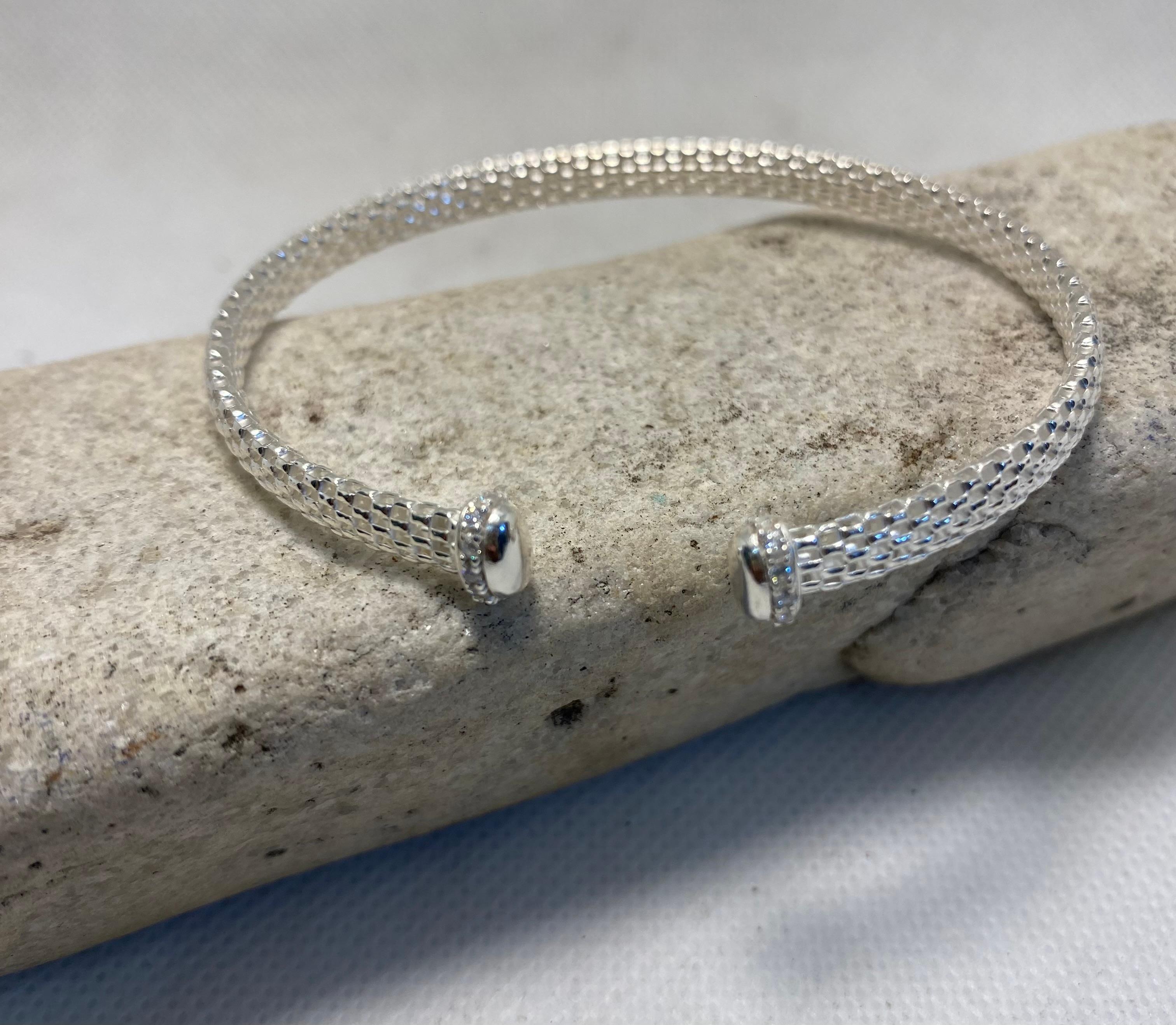 Silver Mesh Cuff Bangle, Classic