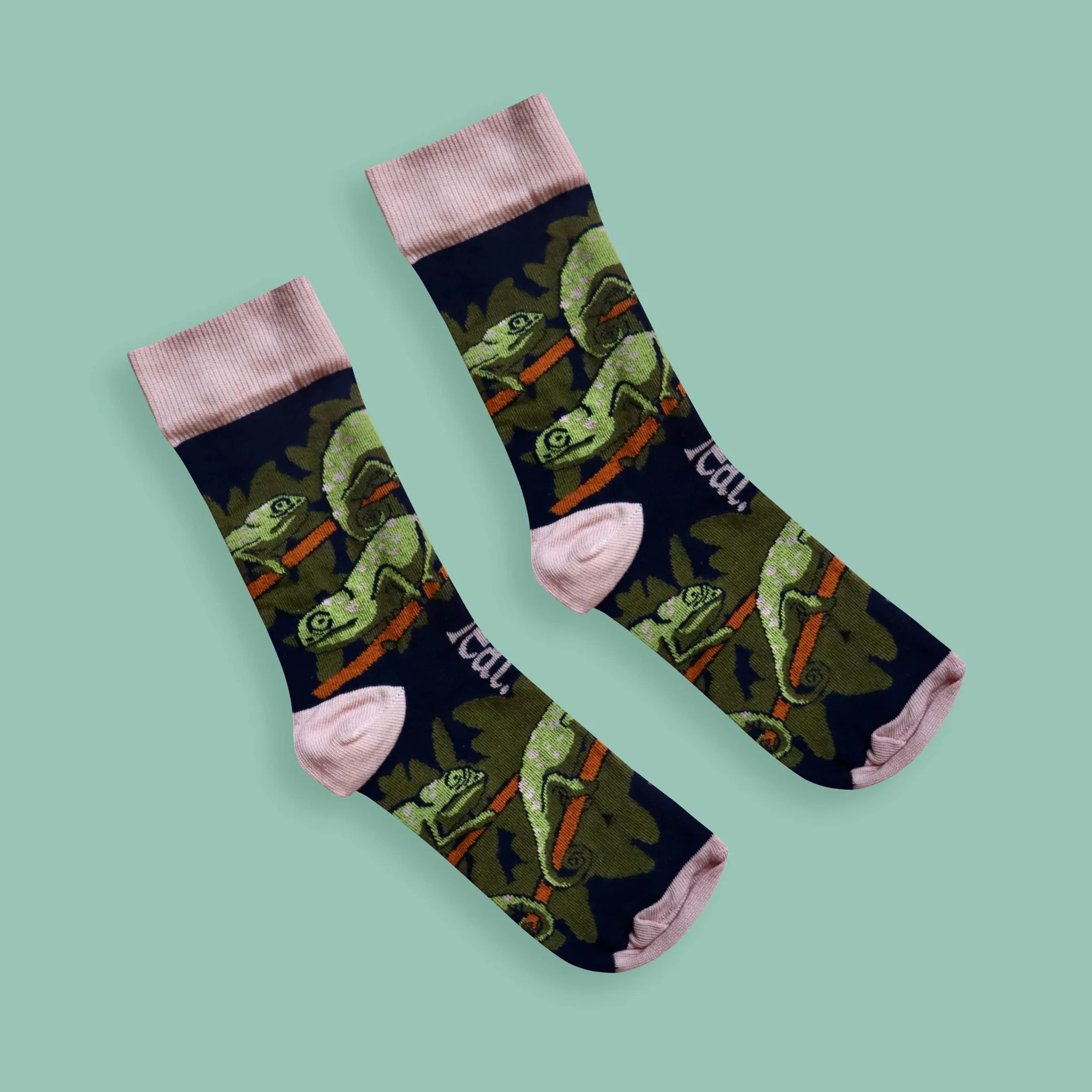 Feat Adult Socks - Chameleon socks | Flap-necked chameleon