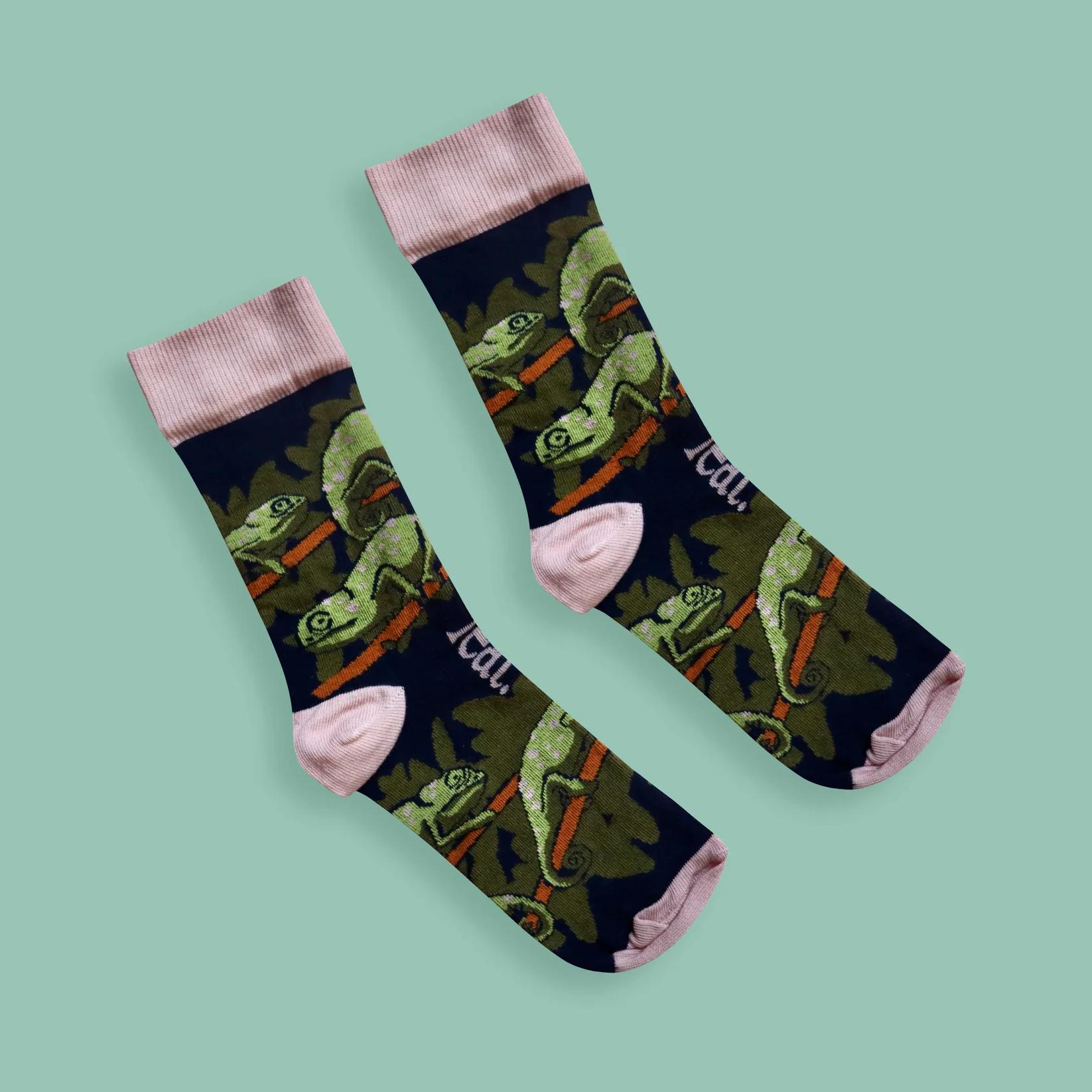 Feat Adult Socks - Chameleon socks | Flap-necked chameleon