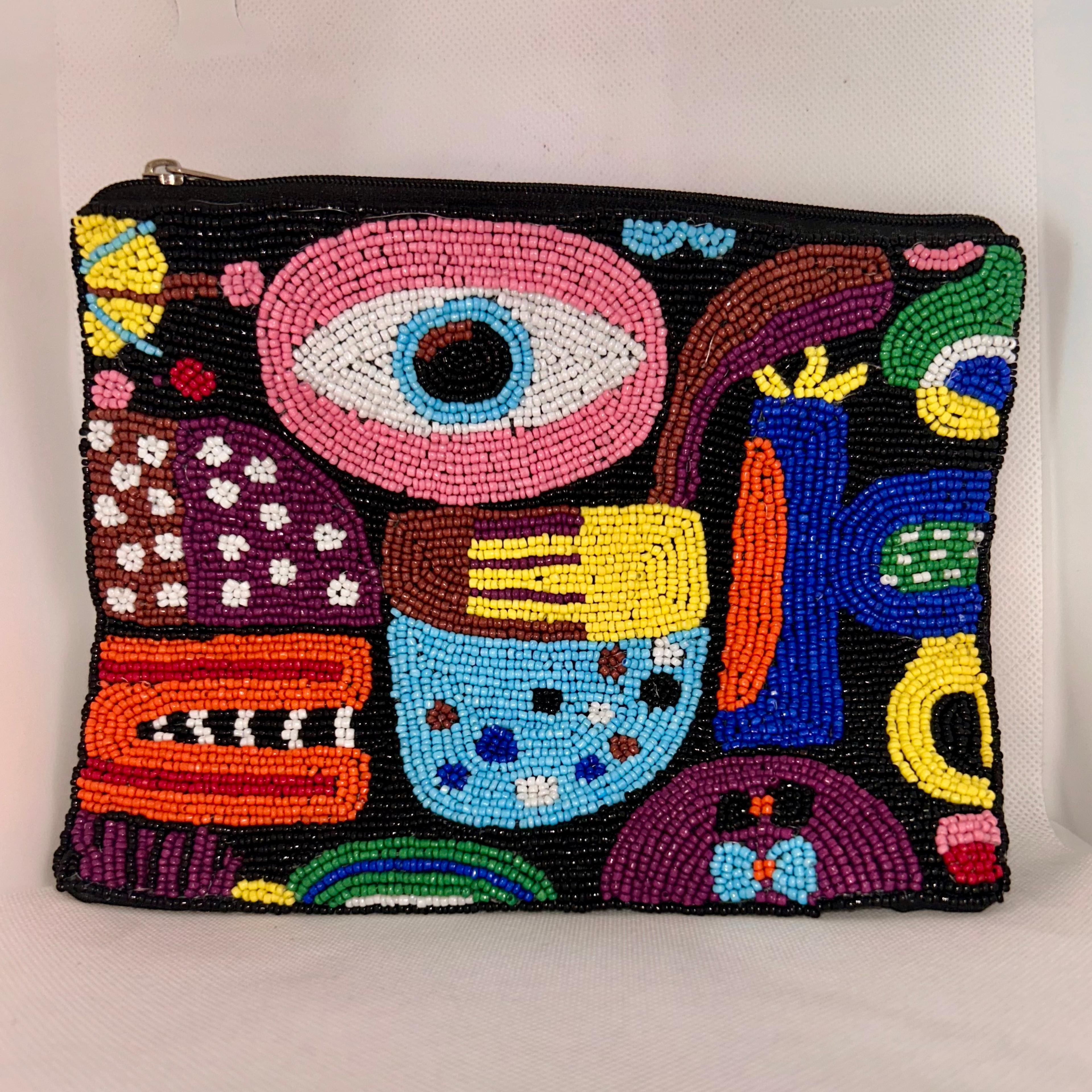 KitschKool - Abstract Symbols Beaded Purse (large)