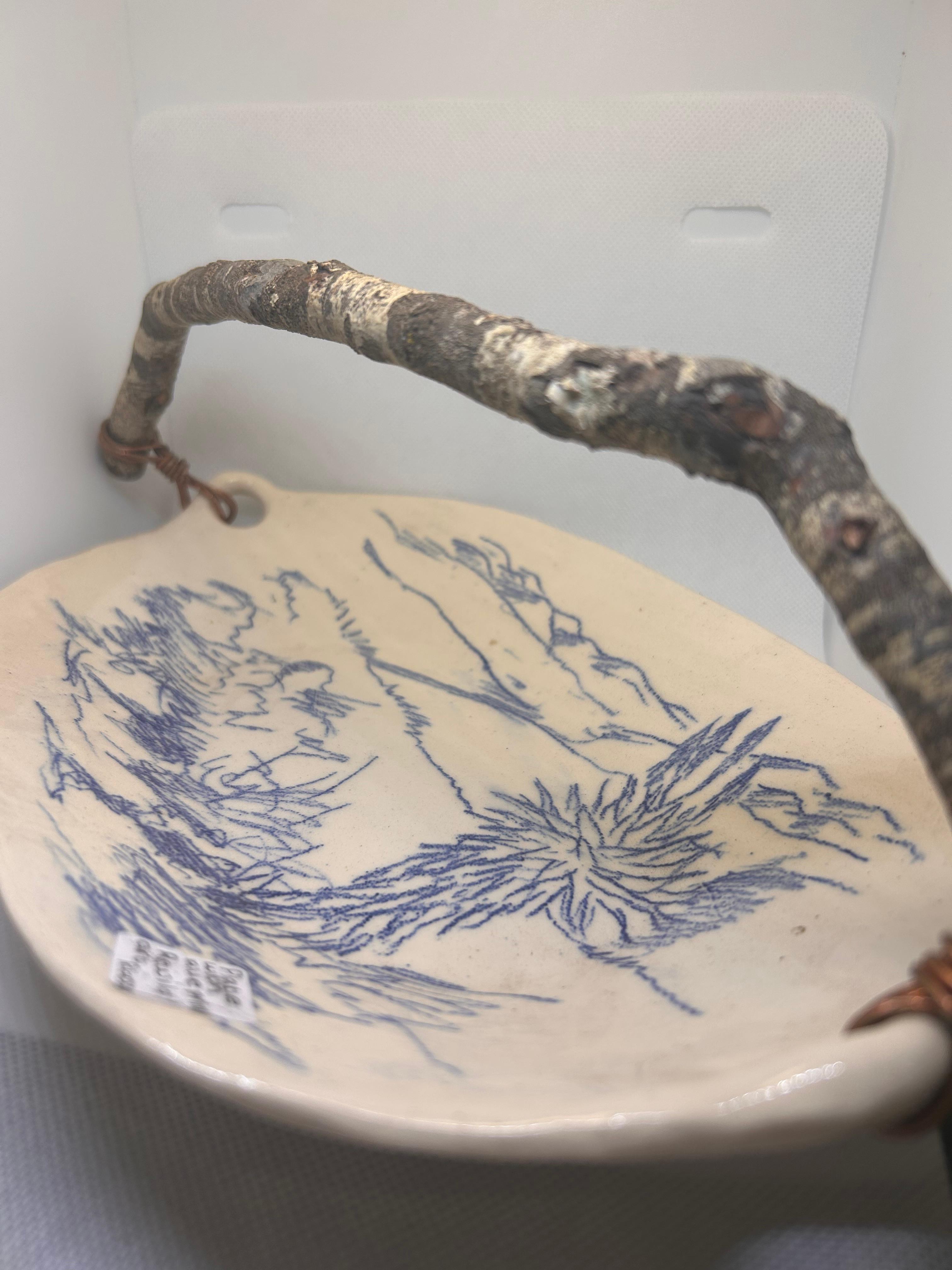 Ceramic Plate with Wood Handle