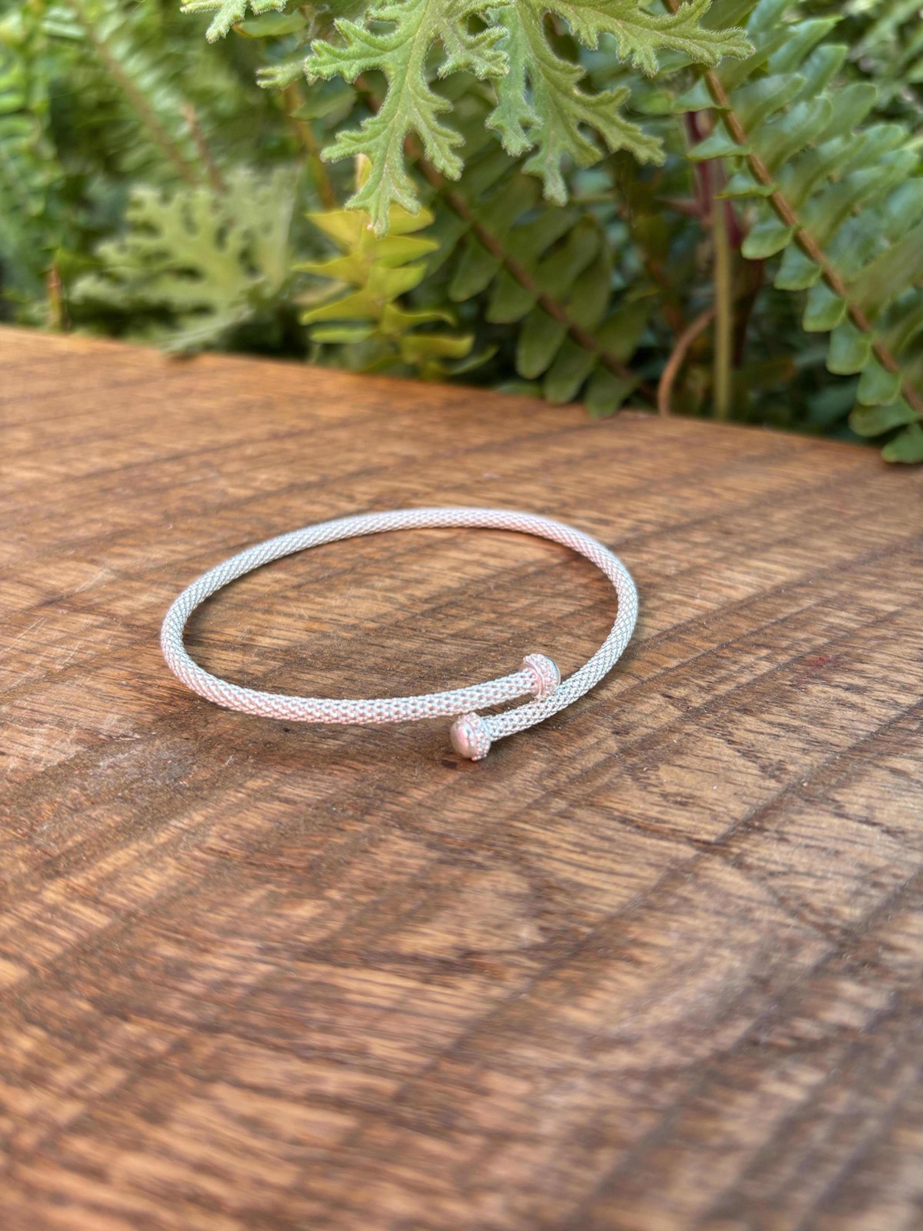 Silver Mesh Cuff Bangle, Slim