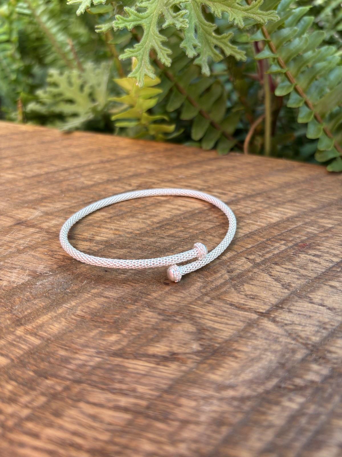Silver Mesh Cuff Bangle, Slim