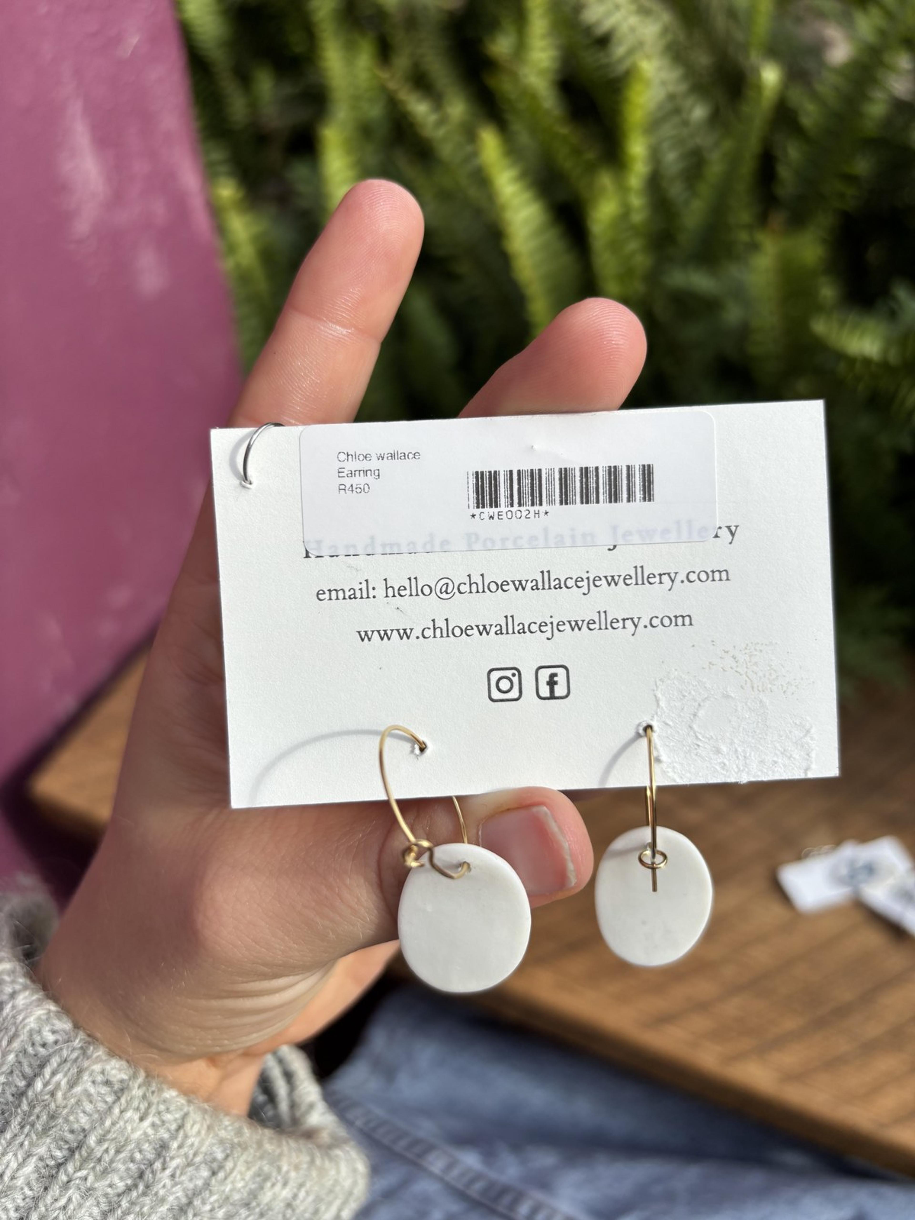 Fern Branch Oval Drop Hoop Earrings