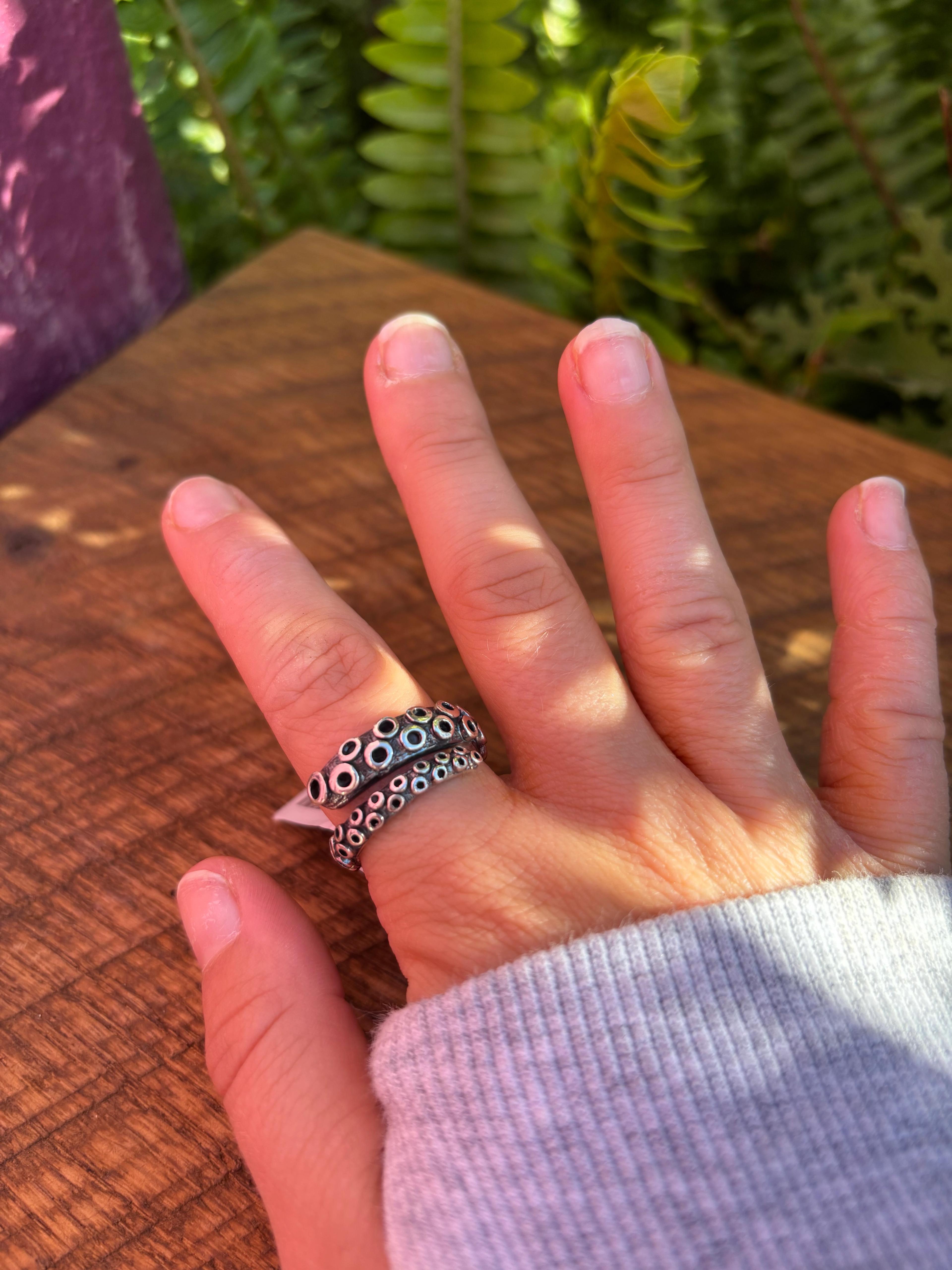Octopus Tentacle Silver Ring