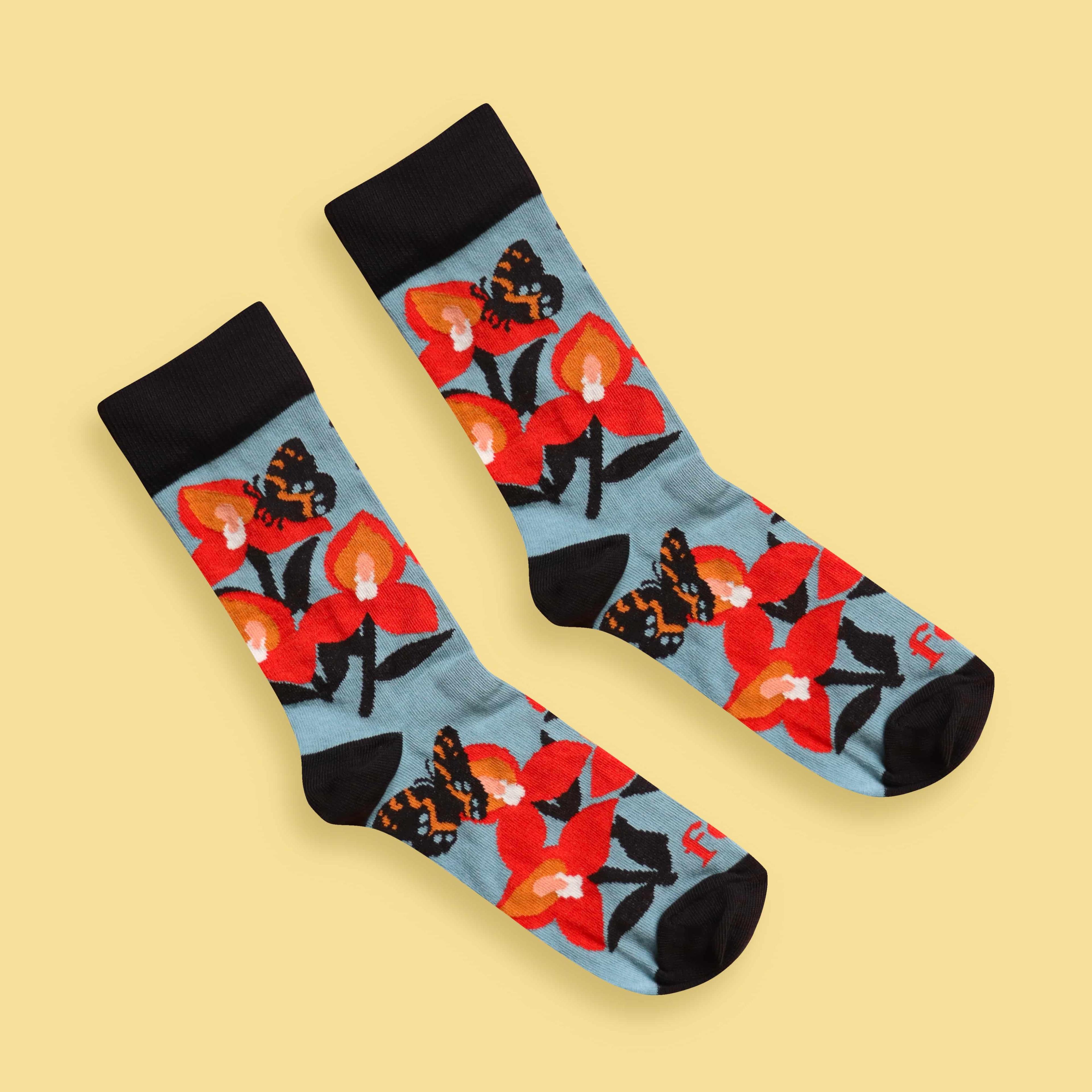 Disa Uniflora & Butterfly Socks — view 4