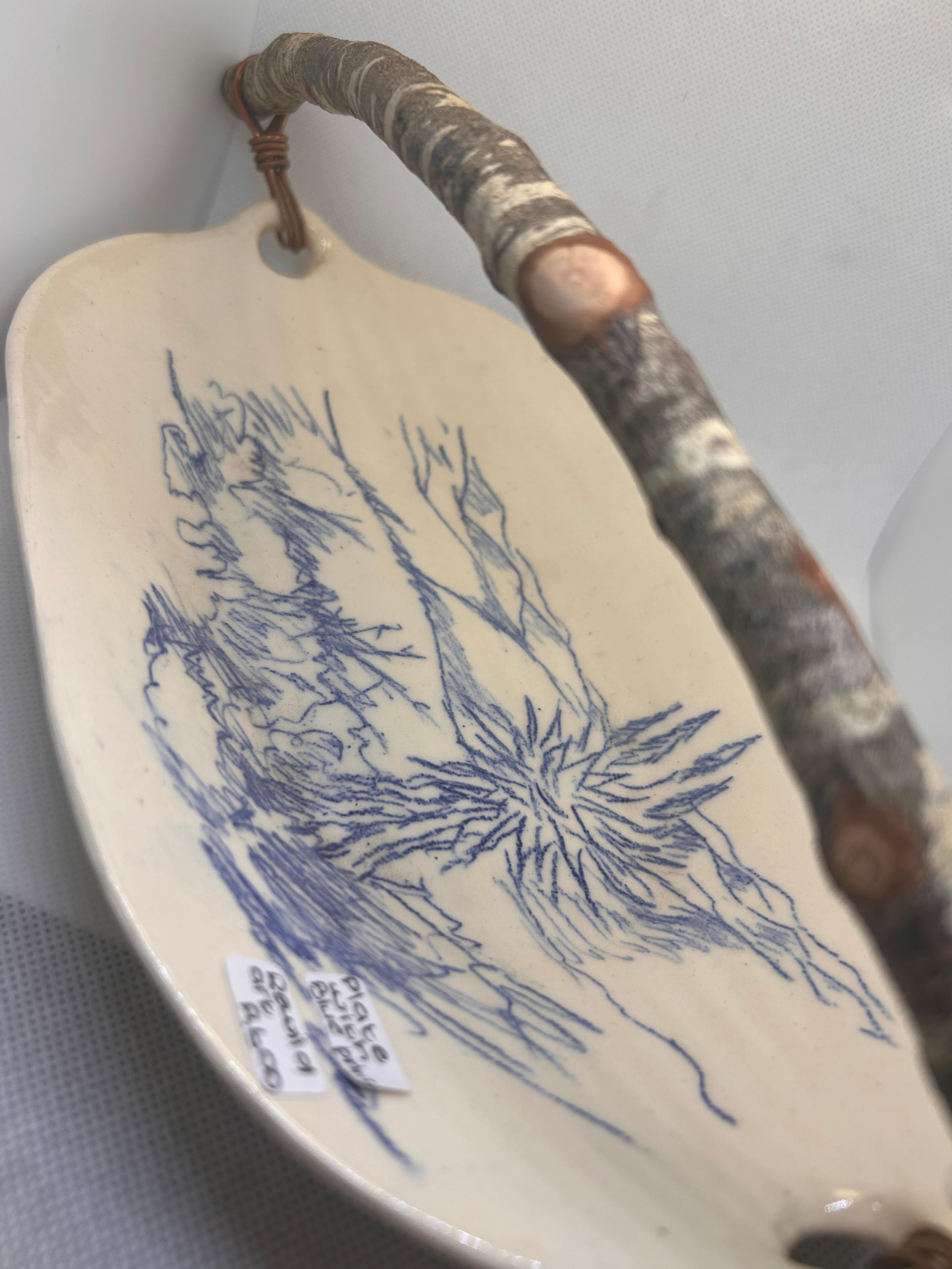 Ceramic Plate with Wood Handle