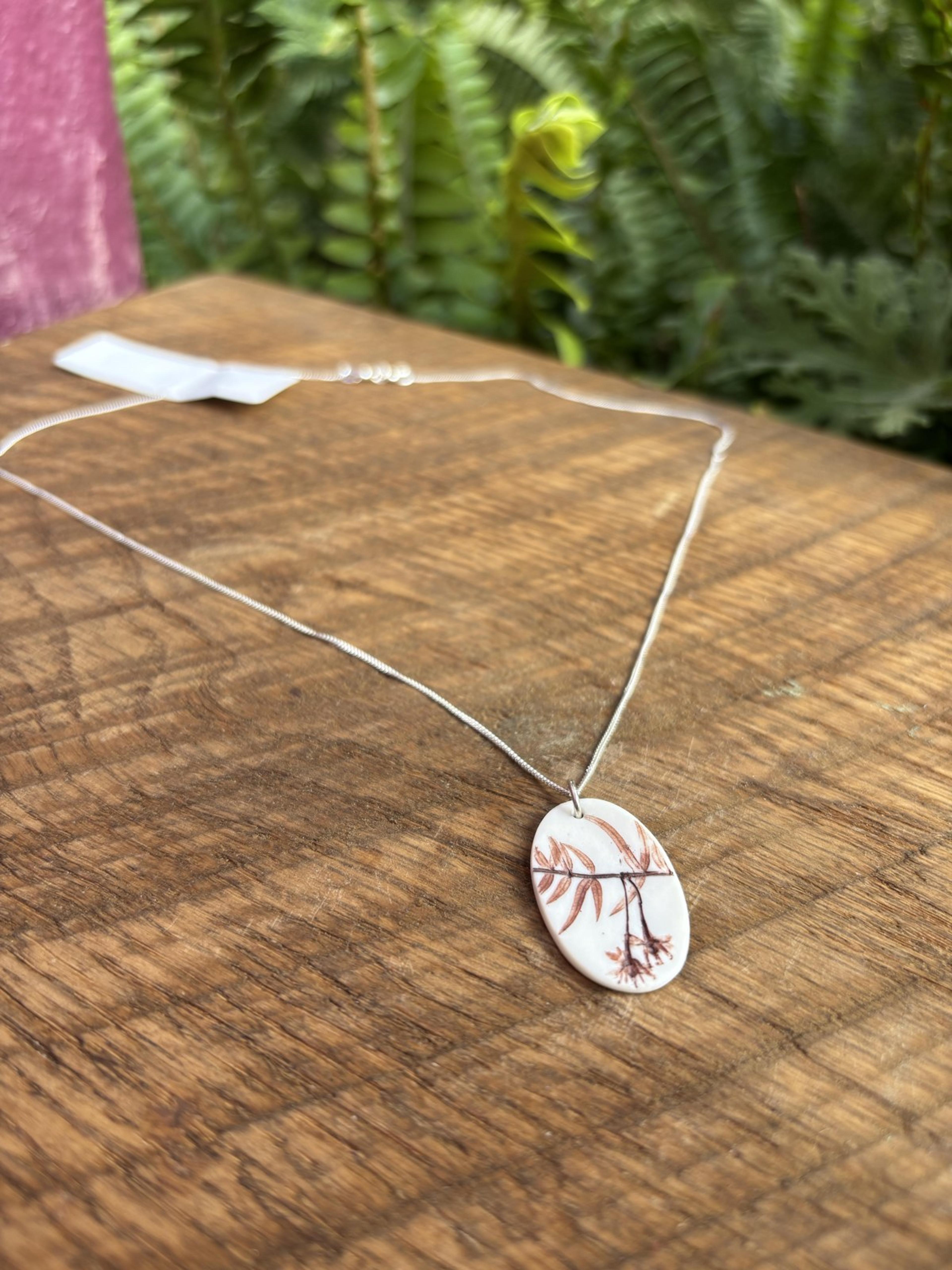 Fynbos Branch Oval Pendant Necklace