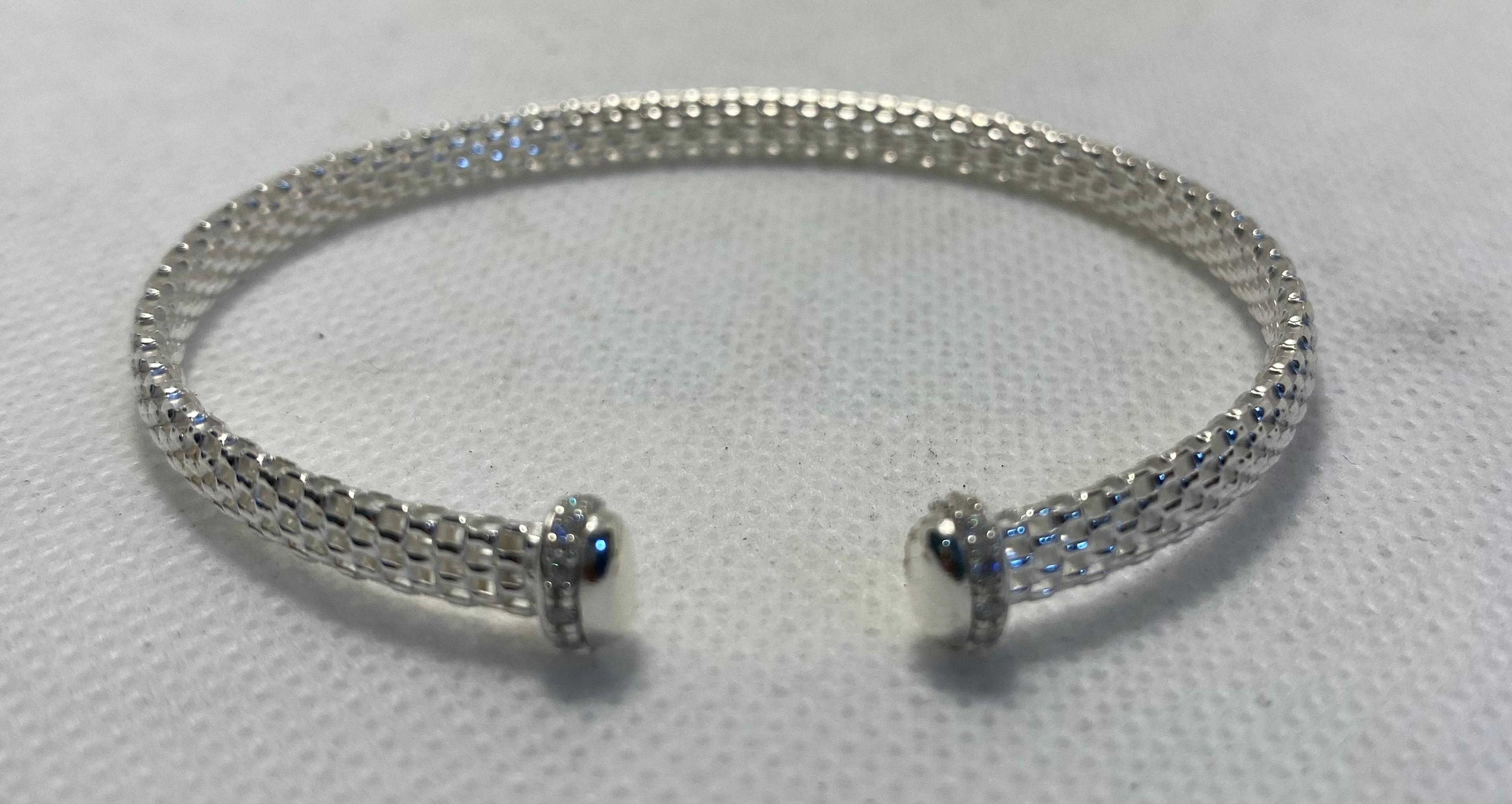 Silver Mesh Cuff Bangle, Classic