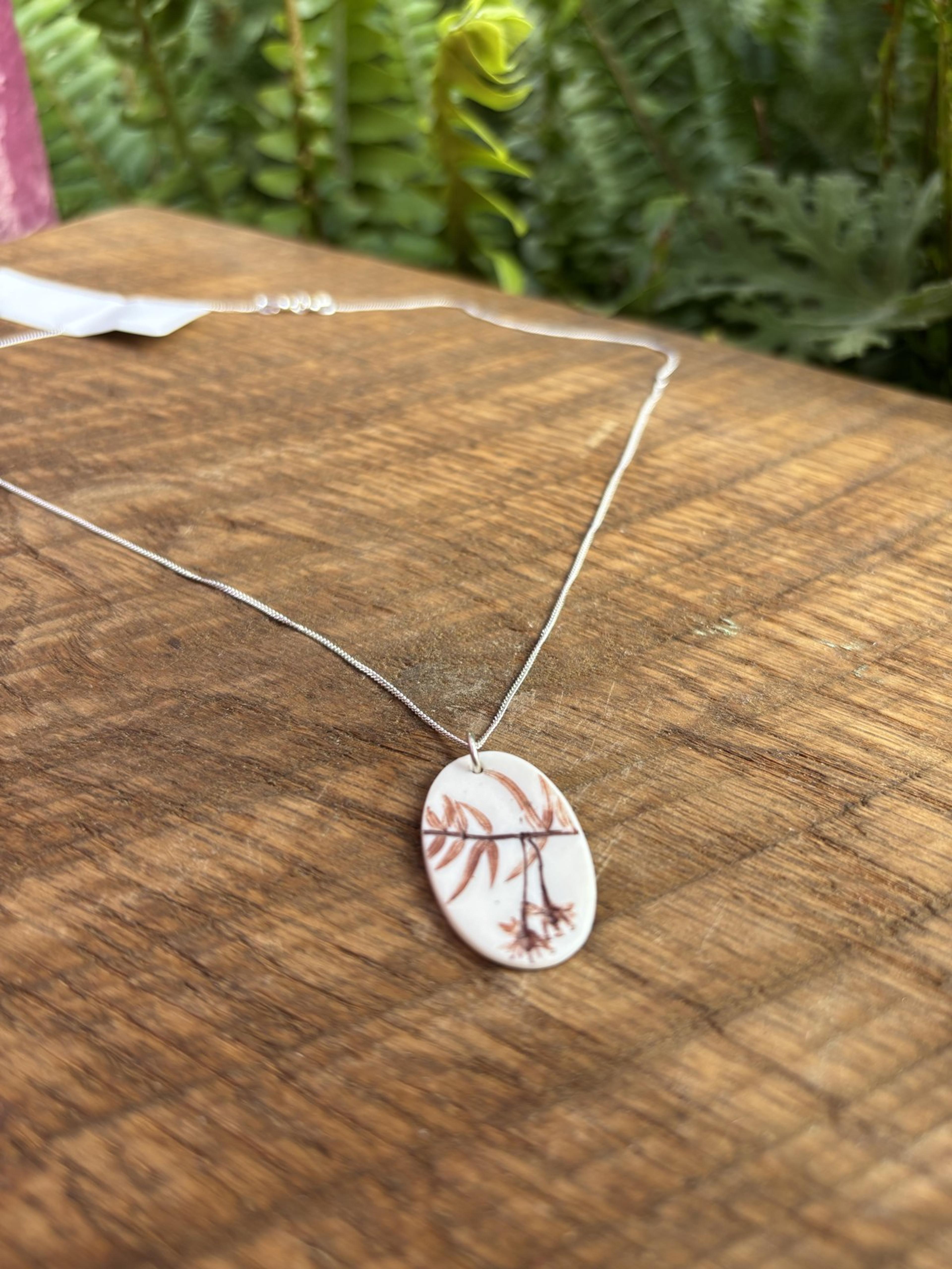 Fynbos Branch Oval Pendant Necklace