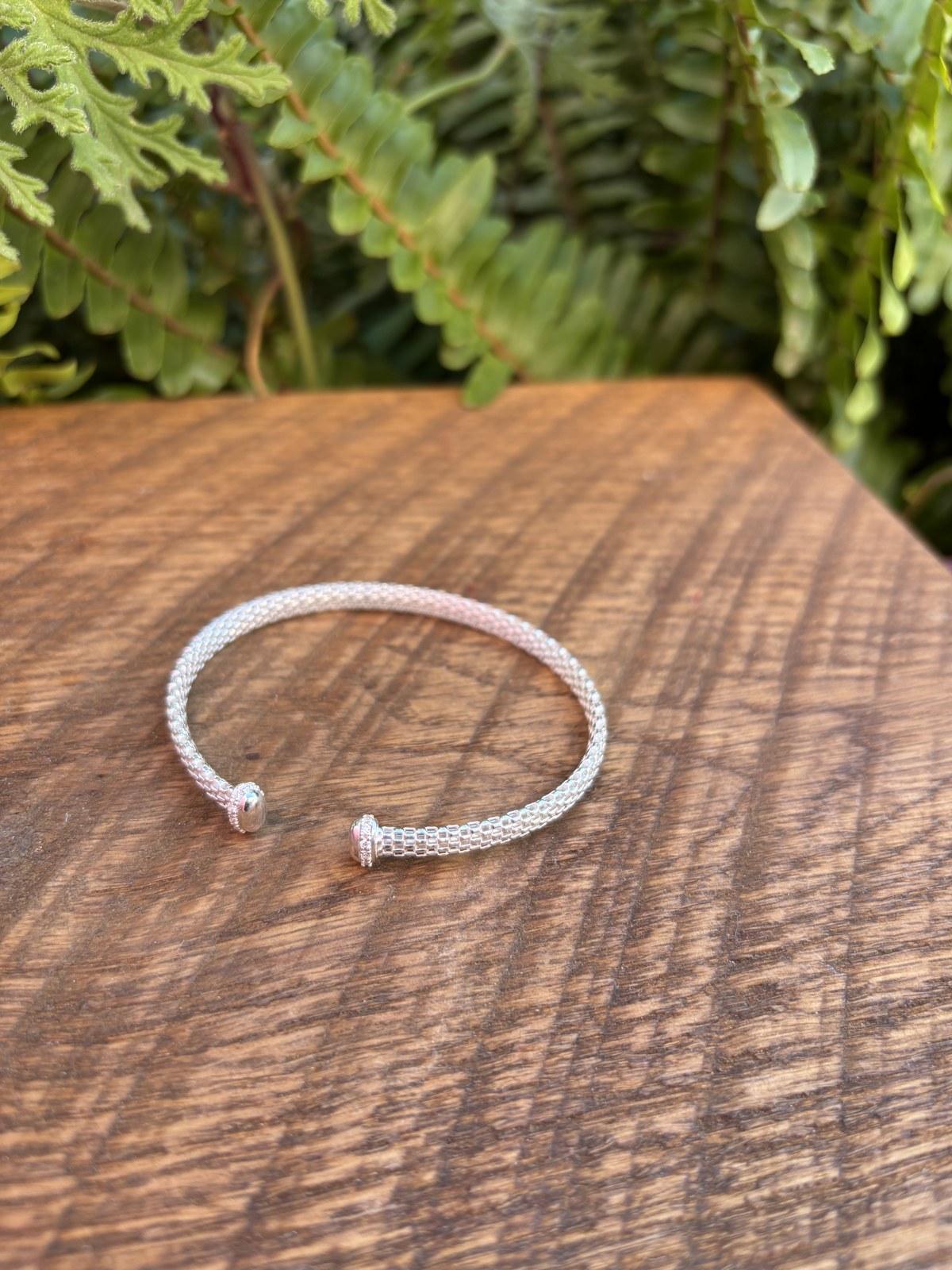 Silver Mesh Cuff Bangle, Classic
