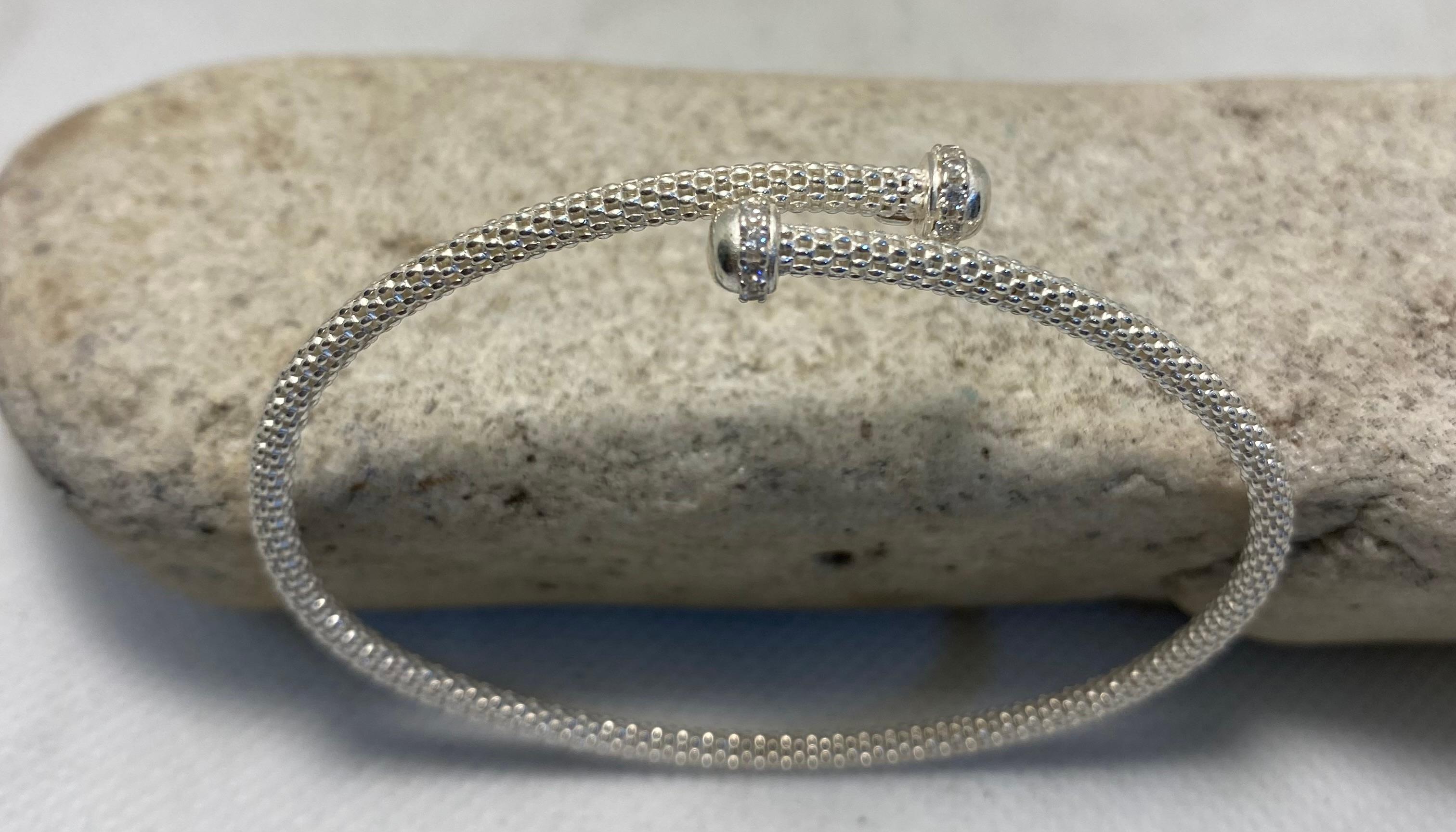 Silver Mesh Cuff Bangle, Slim