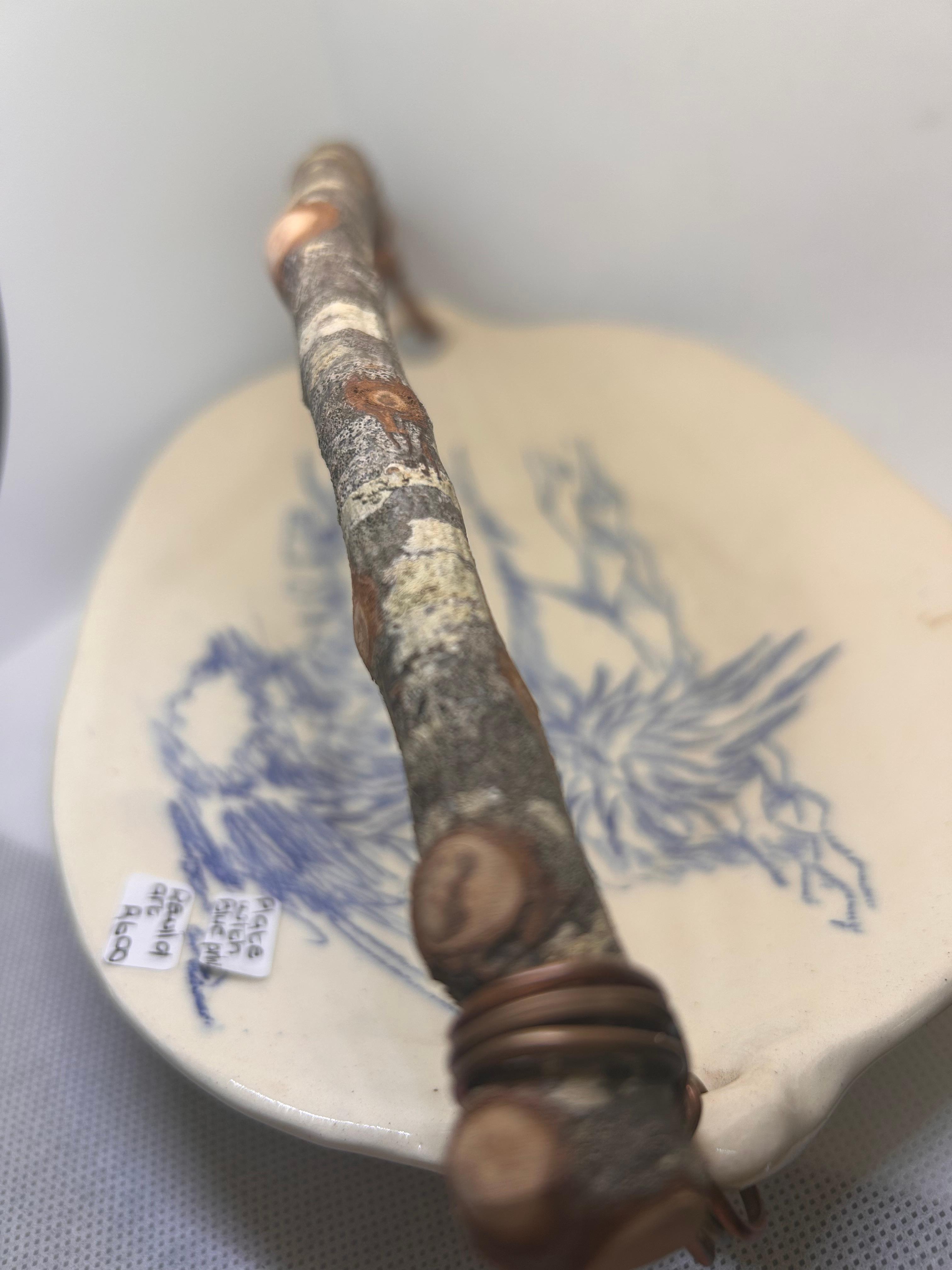 Ceramic Plate with Wood Handle